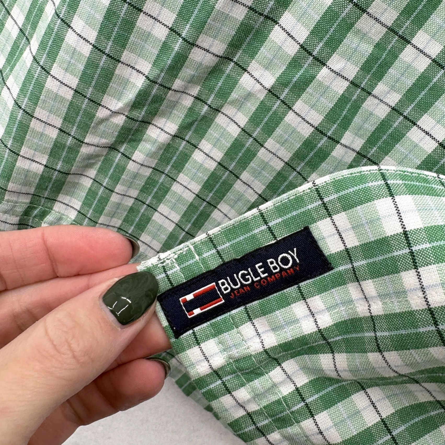 Bugle Boy VINTAGE Bugle Boy Shirt Mens XL Green White Plaid Short Sleeve Button Down NWT Size US XL / EU 56 / 4 - 6 Thumbnail