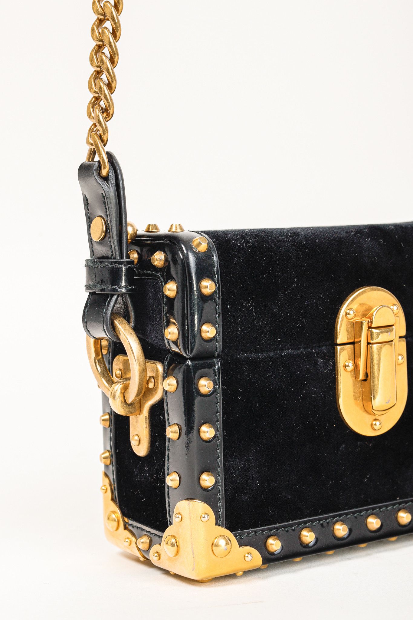 Prada Prada PF/17 Treasure Trunk Black Mini Velvet Box Bag Size ONE SIZE - 6 Thumbnail