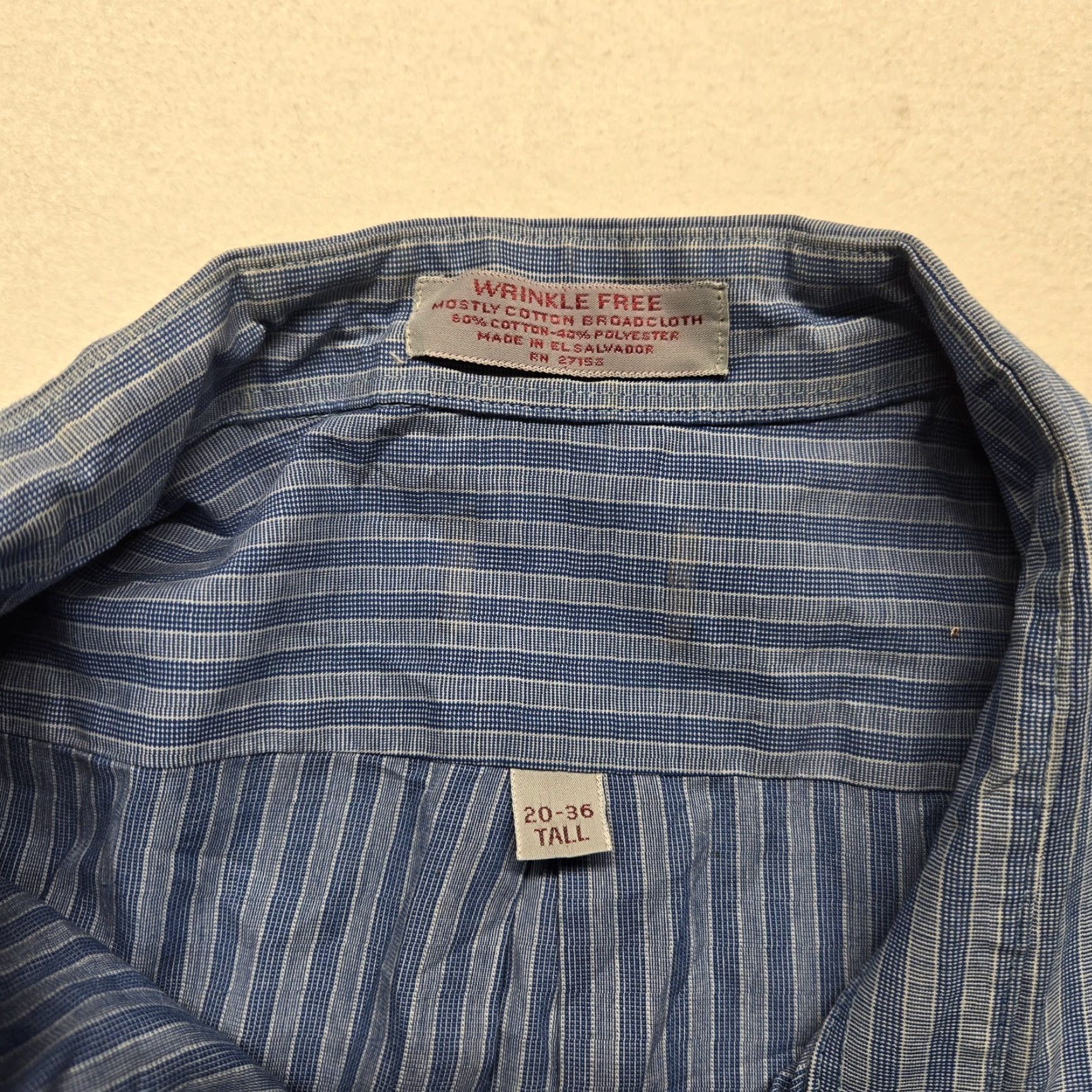 Vintage Blue Striped Button-Up Shirt Long Sleeve Adult Men's Size 20 Tall Casual Size US XXL / EU 58 / 5 - 3 Thumbnail