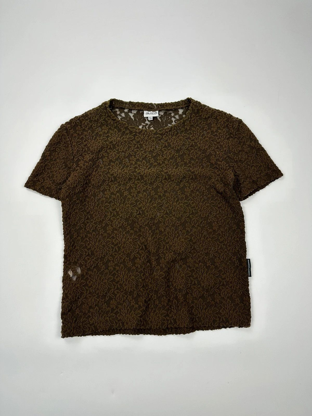 Dolce & Gabbana Dolce & Gabbana 90’s Laces Mesh Khaki Brown Flowers Tee Size L / US 10 / IT 46 - 4 Thumbnail