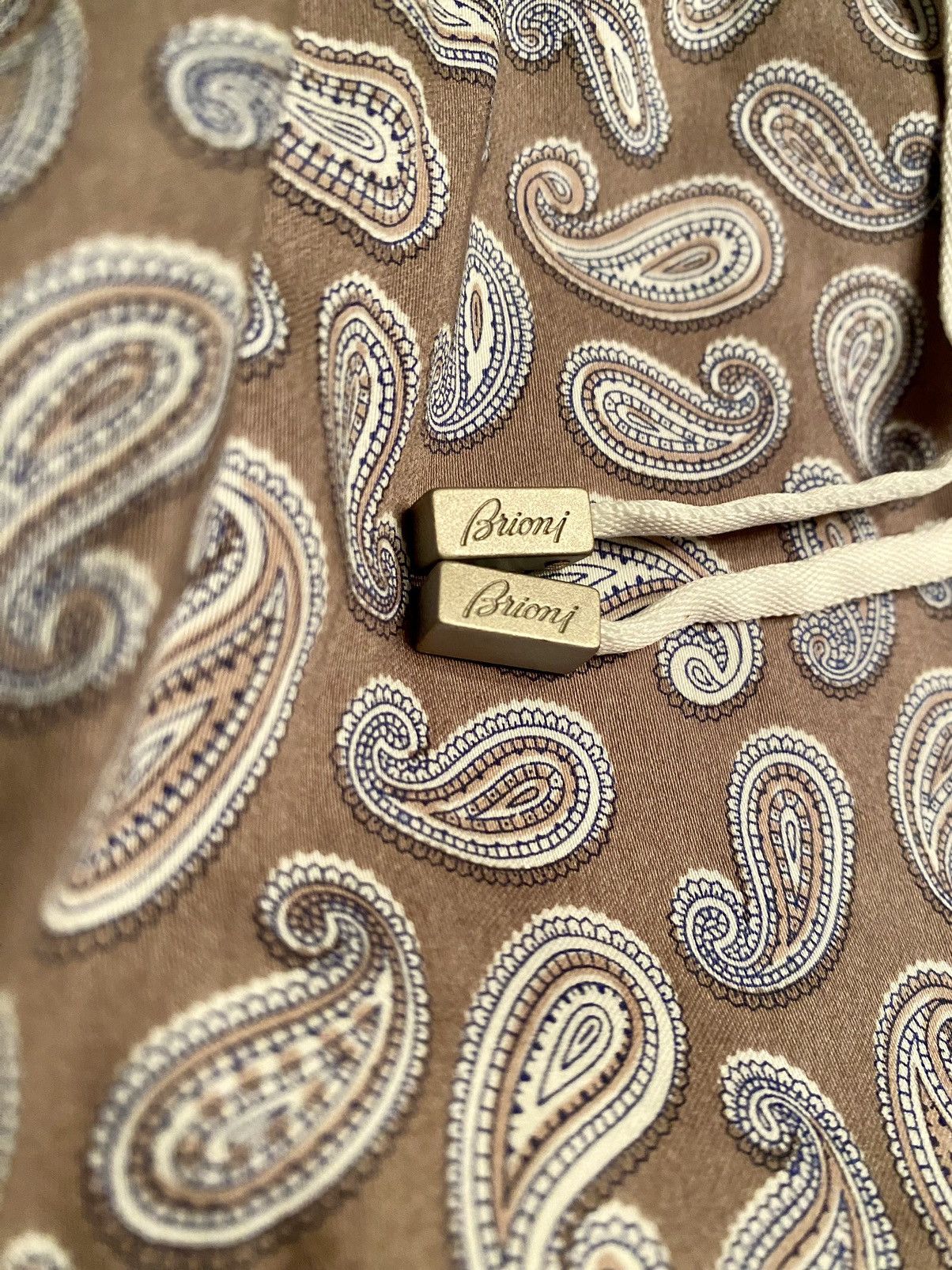 Brioni Brioni 🇮🇹 Taupe Paisley Logo Embroider Resort Trunks XXL NWT Size US 39 - 11 Thumbnail