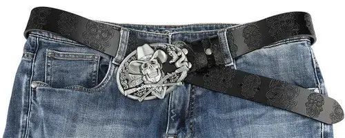 Japanese Brand × Vintage Skull Embossed Split Leather Belt Size ONE SIZE - 2 Thumbnail