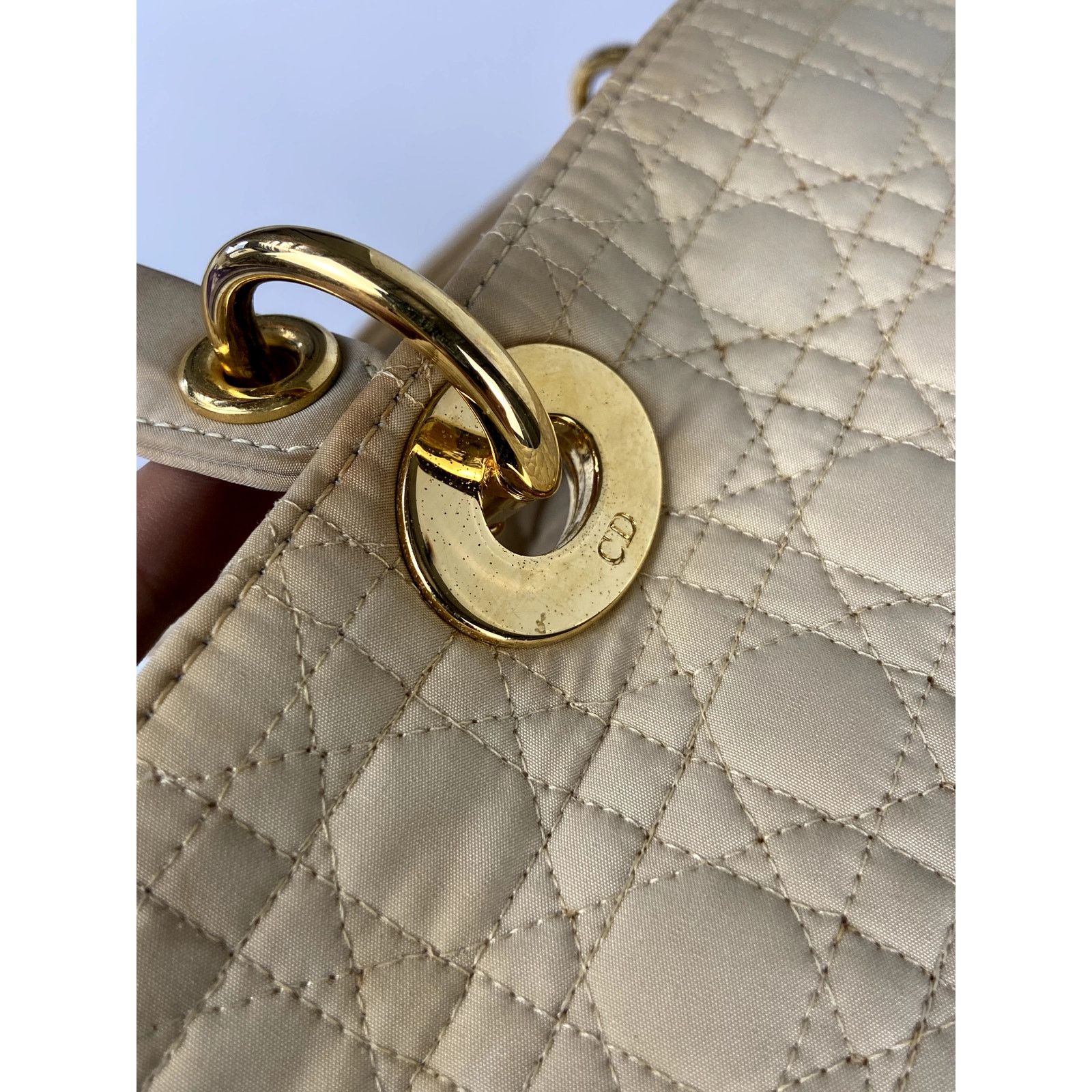 Dior Dior Beige Microfiber Lady Dior GD Handbag Size ONE SIZE - 10 Thumbnail