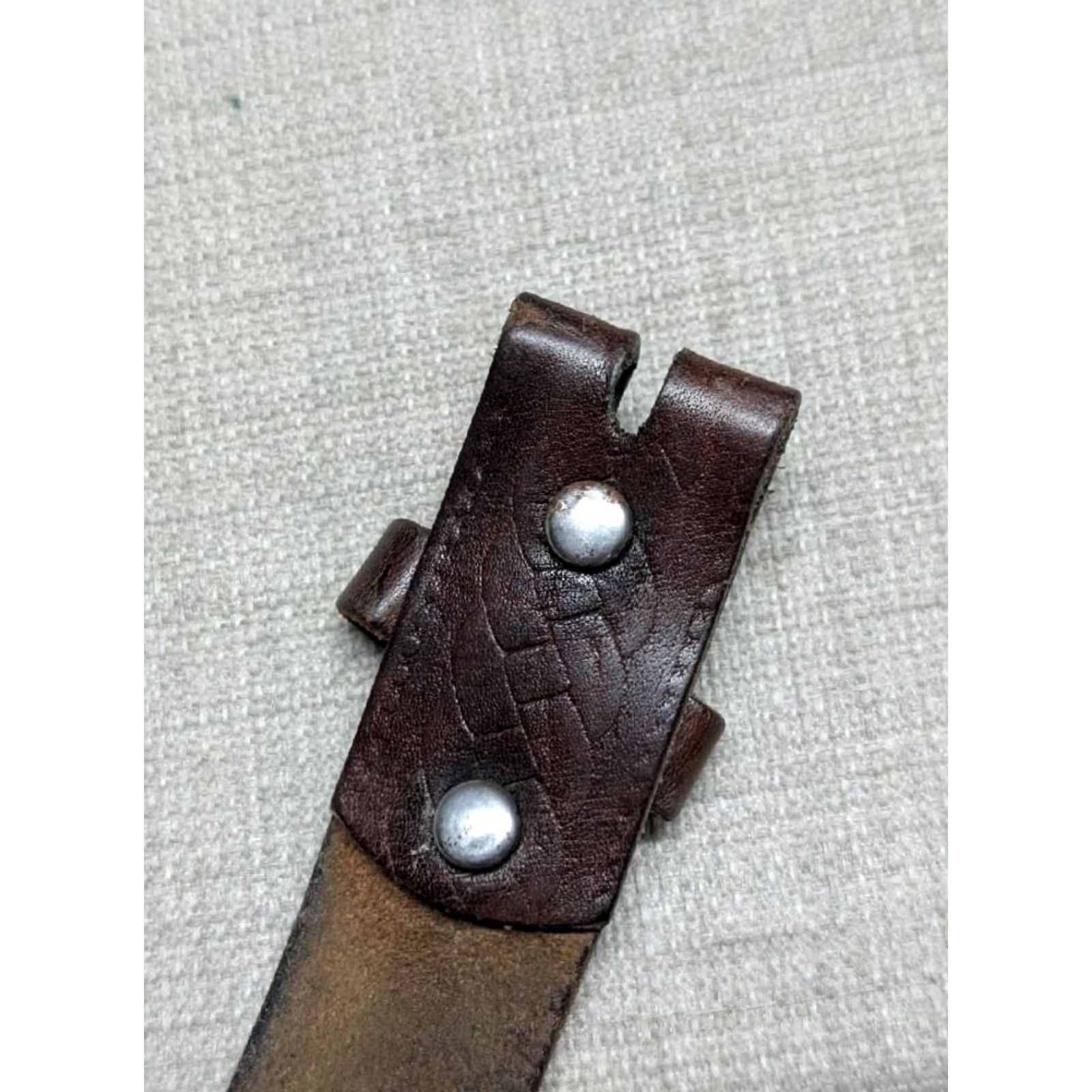 Vintage VINTAGE handcrafted western belt Tooled belt buckle 40 brown cowhide leather patina Men Belt XS? Size 40 - 6 Thumbnail