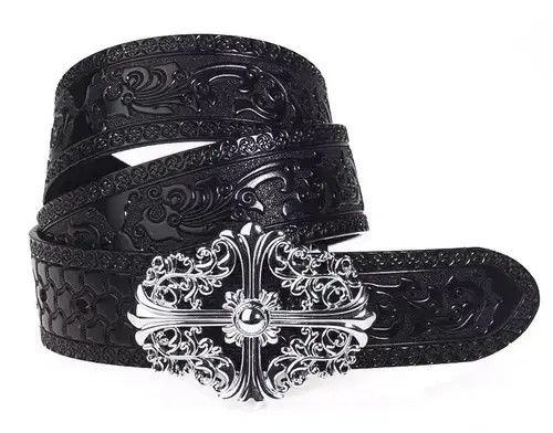 Other Mibuki x naga Retro black carved leather belt Size ONE SIZE - 1 Thumbnail