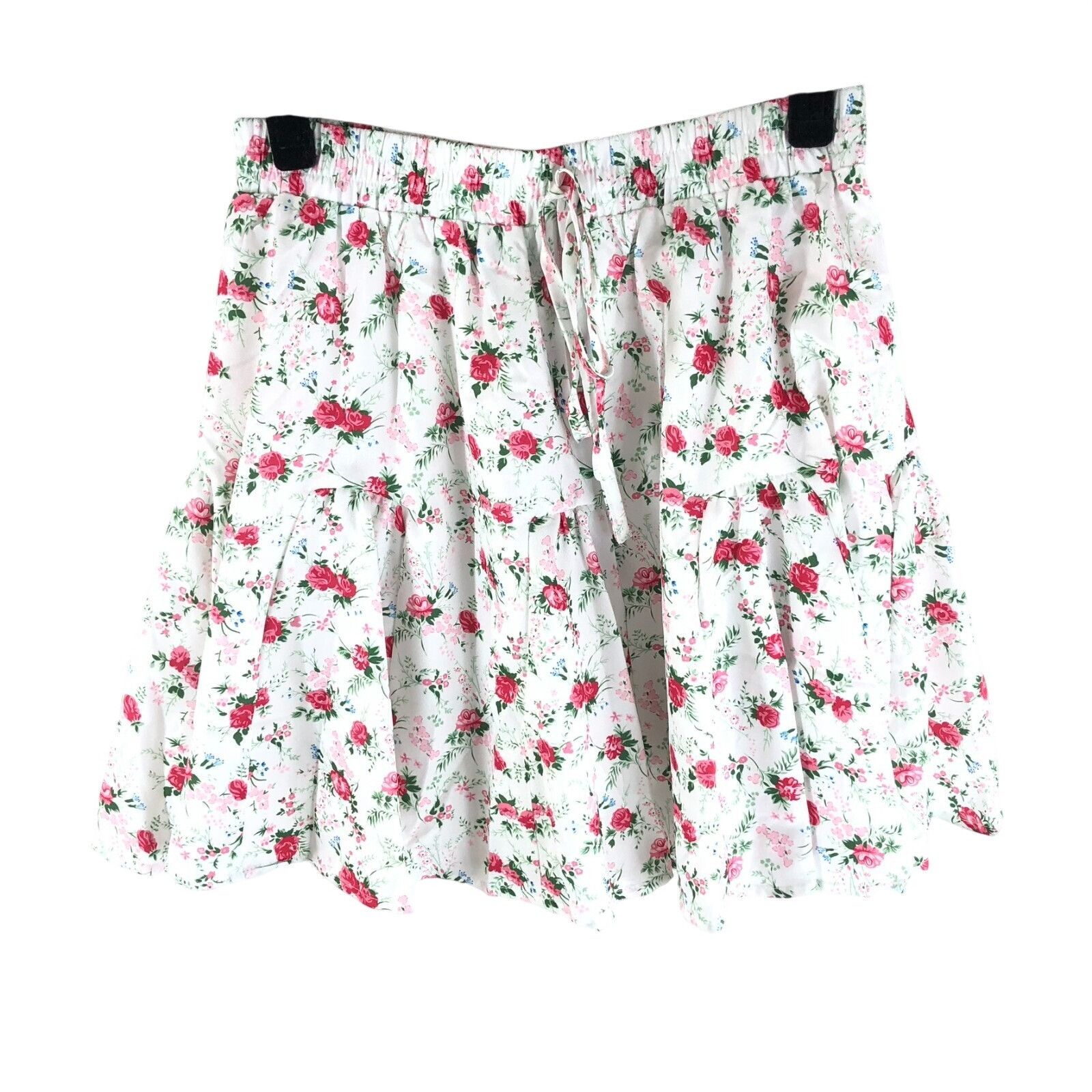 Lulus Lulus Cute Factor Floral Print Tiered Mini Skirt Pull On Whi Size 31" - 1 Thumbnail