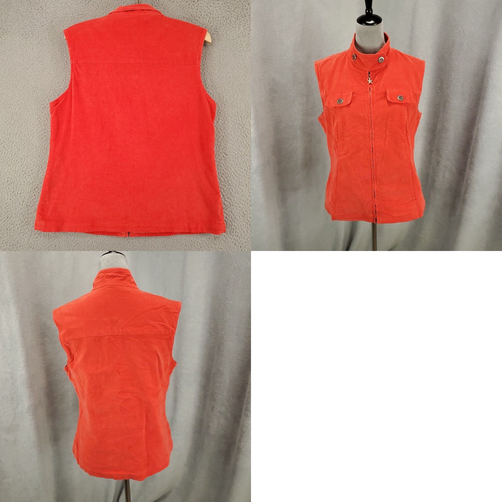 Vintage Fresh Produce Vest Women L Orange Corduroy Full Zip Pockets Size L / US 10 / IT 46 - 8 Thumbnail