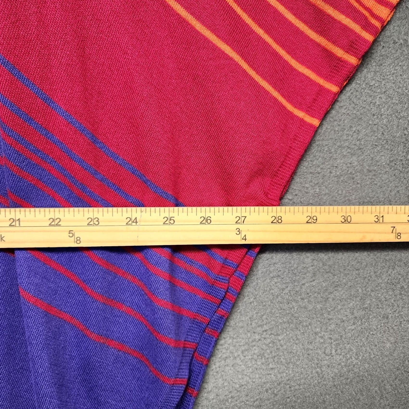 Vintage Chicos One Size Batwing Poncho Sweater Orange Pink Purple Ombre Striped Knit Top Women Short Sleeve Pullover Knits Top pattern Striped Size ONE SIZE - 4 Thumbnail