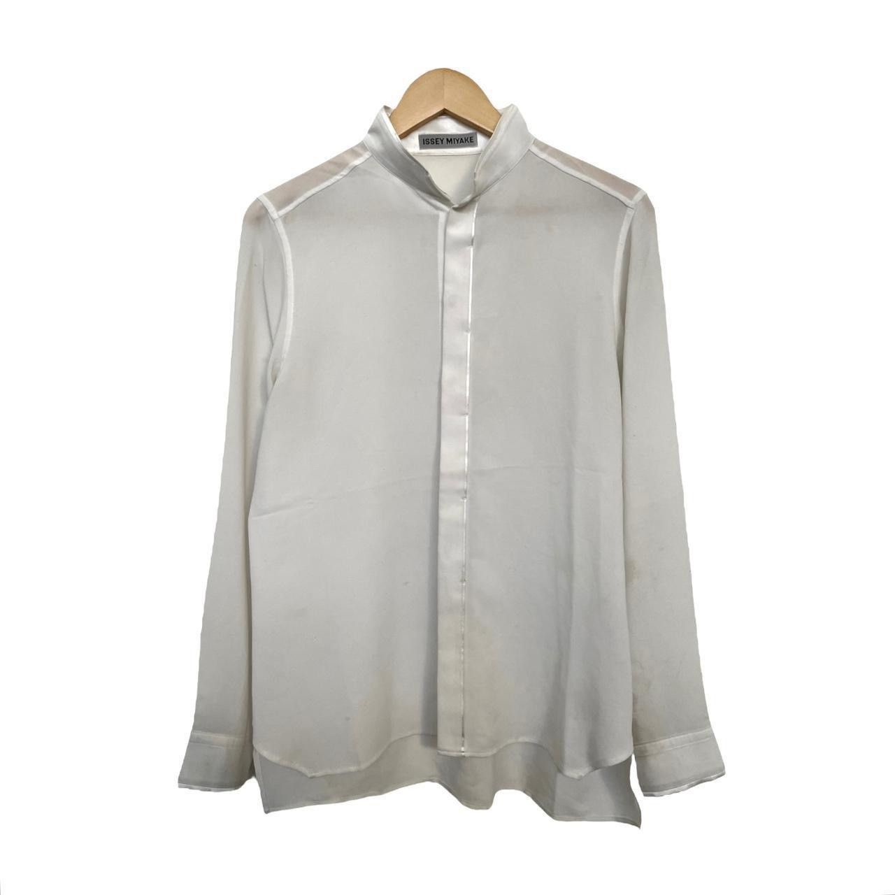 image of Issey Miyake Silk Button Shirt in White, Men's (Size Small)