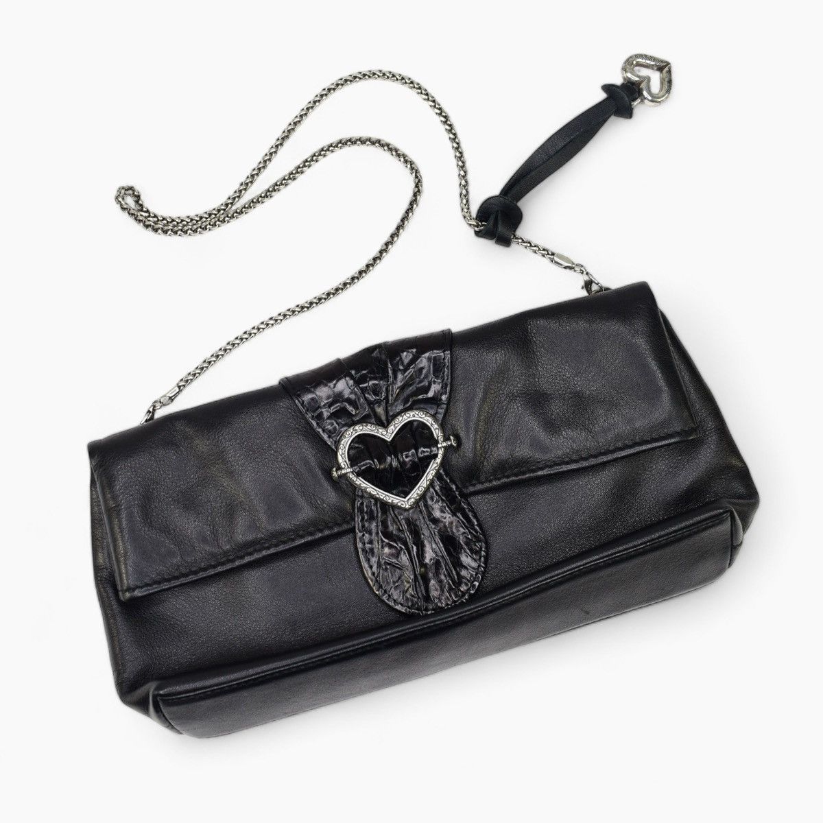 Brighton ✦ Vintage Black Leather Shoulder Bag Purse