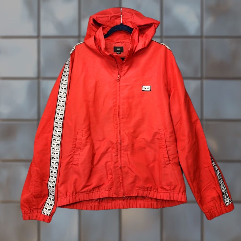 Obey OBEY Worldwide Mens Jacket Large Red Windbreaker Hooded Outdoor Hiking Gorpcore L Red Windbreaker Mens Jacket Size US L / EU 52-54 / 3 - 1 Thumbnail