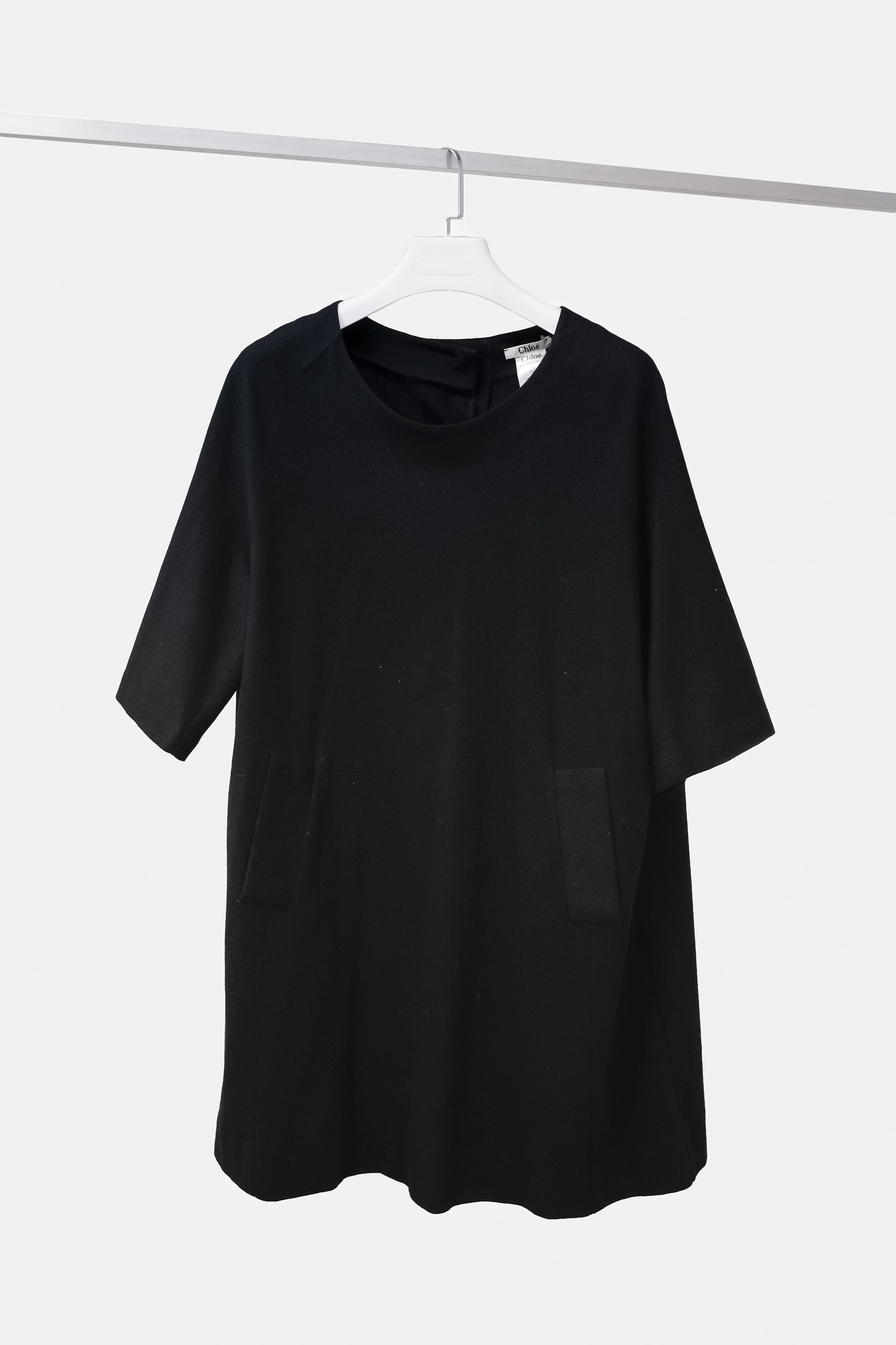 image of Chloe Chloé Wool Trapeze Dress in Dark Midnight, Women's (Size Medium)