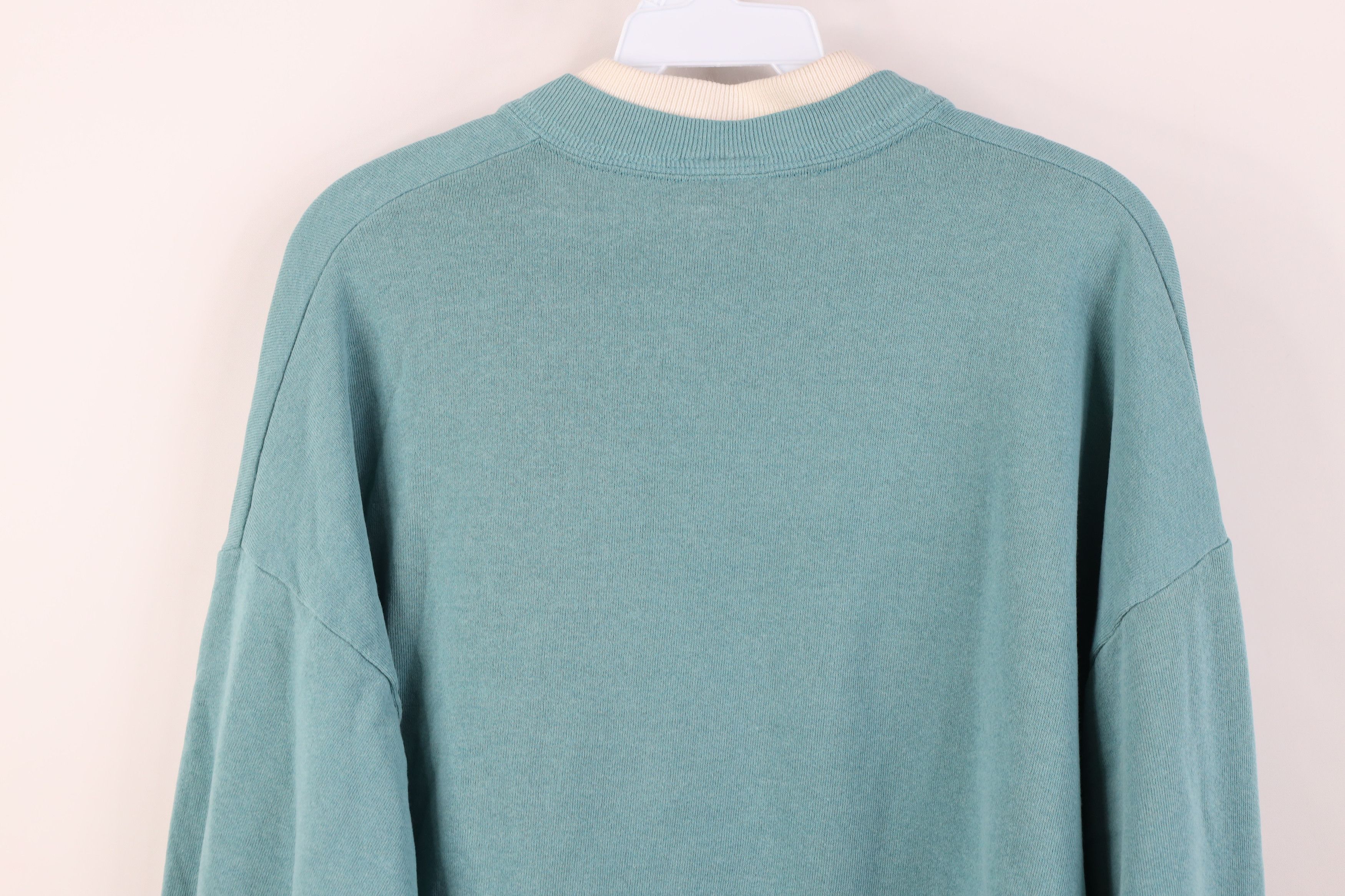Vintage Vintage 90s Streetwear Thin Nature Leaf Sweatshirt Teal USA Size XL / US 12-14 / IT 48-50 - 13 Thumbnail