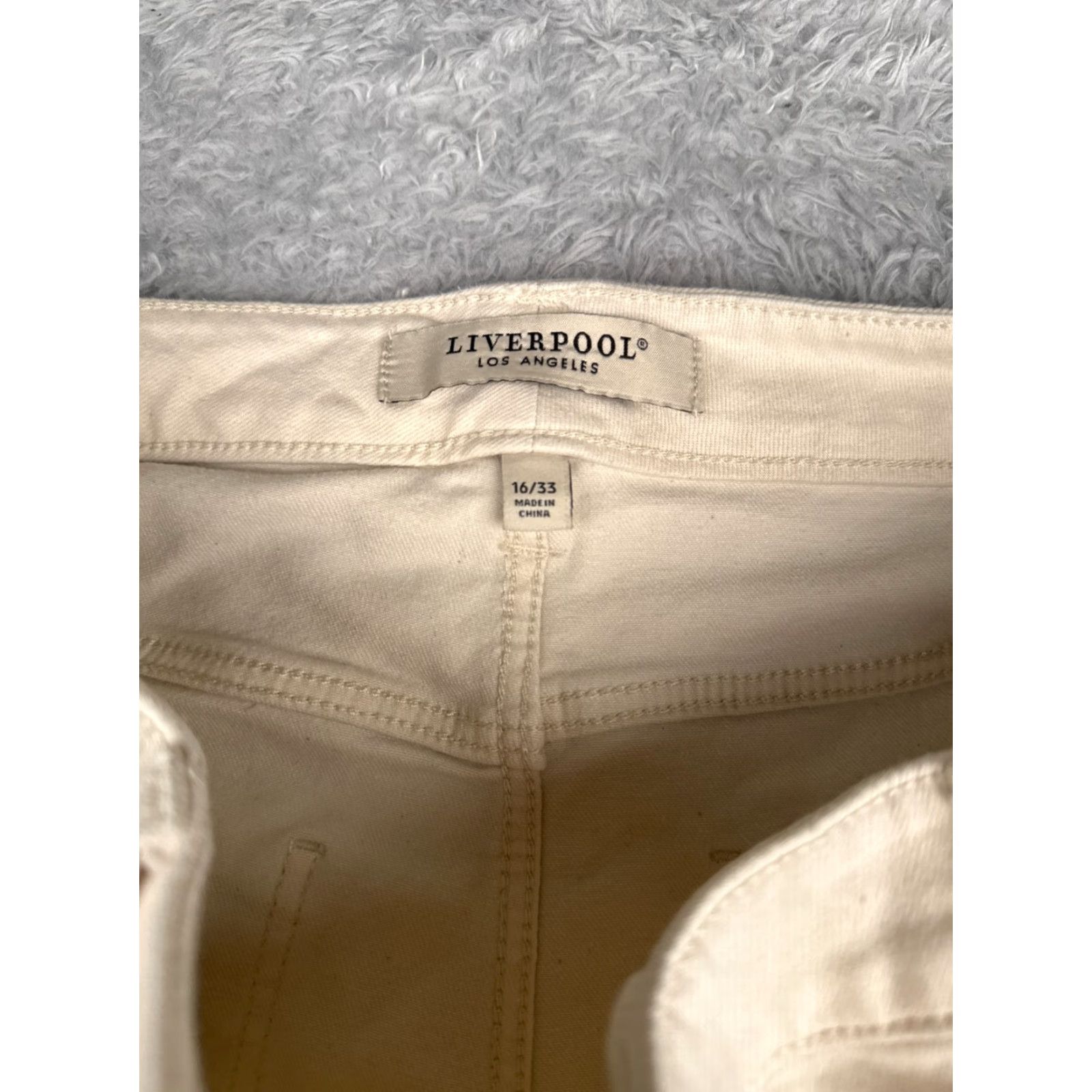 Vintage Liverpool Jeans Women's Wide Leg Jeans 16 Beige High Rise Cotton Blend 34x25 Size 38" / US 16 / IT 52 - 6 Thumbnail