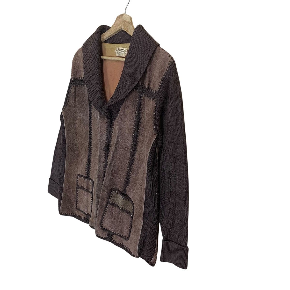 Genuine Leather × Vintage Vintage 70s Suede Leather Cardigan Jacket Size Medium Size US M / EU 48-50 / 2 - 3 Thumbnail