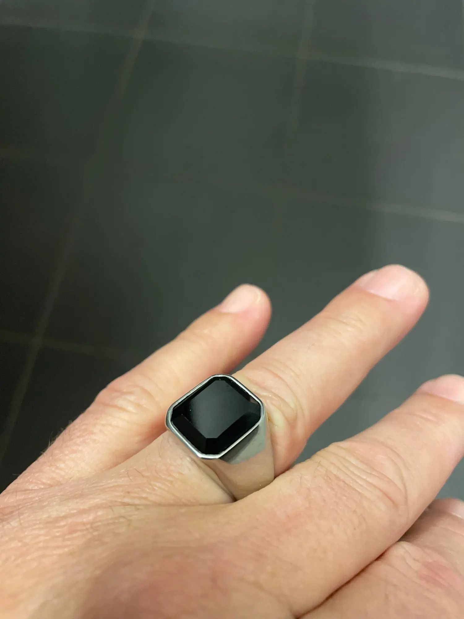 Jewelry Zircon Black Agate Ring Streetwear Jewelry Fashion Gift Size ONE SIZE - 1 Thumbnail