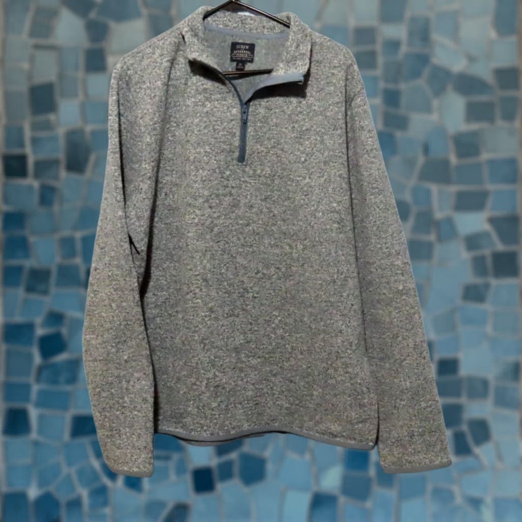 J.Crew J. Crew Authentic Sweater Men's XL Marled Fleece Mock Neck Long Sleeve Blue Gray Pullover 667 Size US XL / EU 56 / 4 - 1 Thumbnail