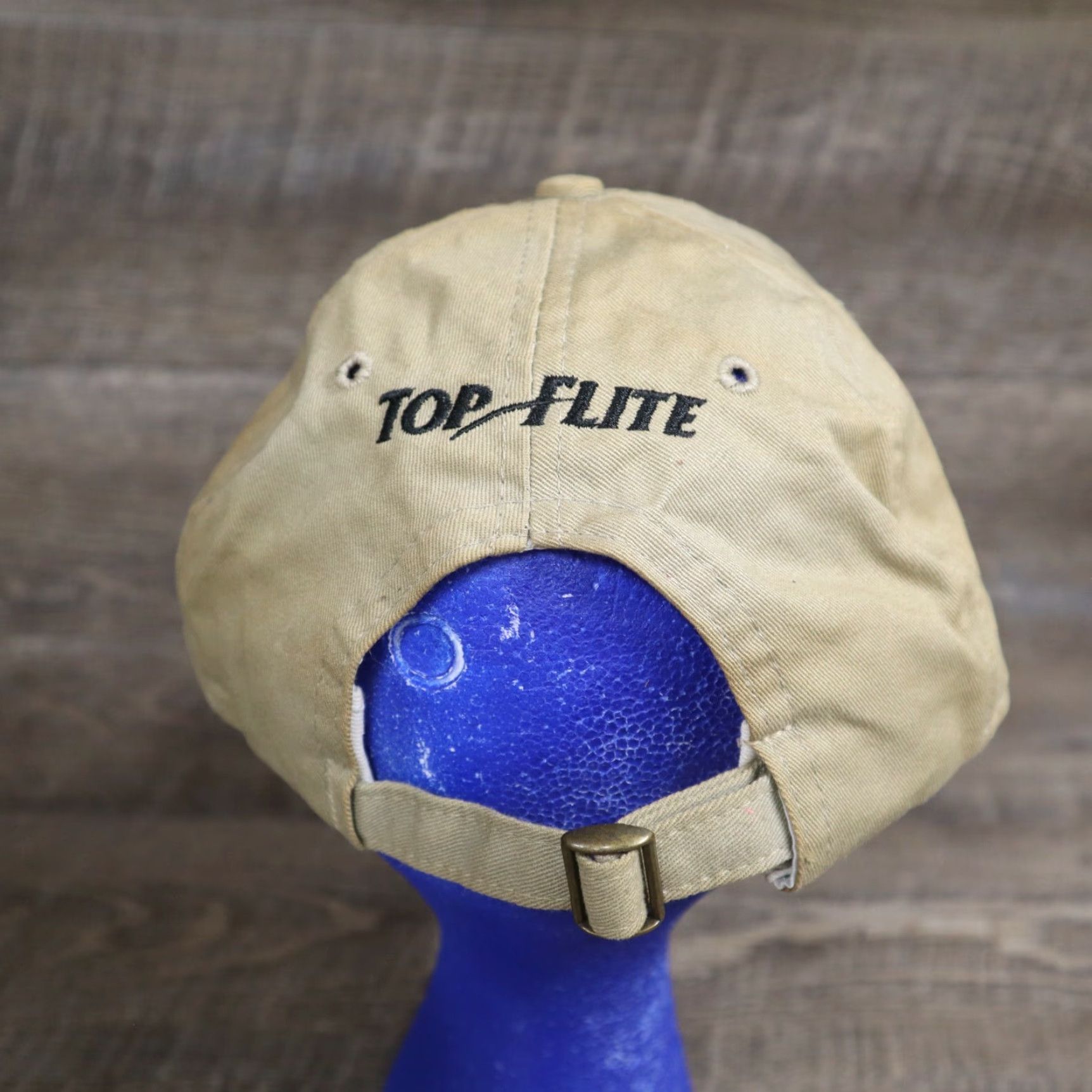 Vintage Top Flite Hat Golfing Embroidered American Flag Tan Strapback Adjustable Mens Brown Cap Size US M / EU 48-50 / 2 - 4 Thumbnail