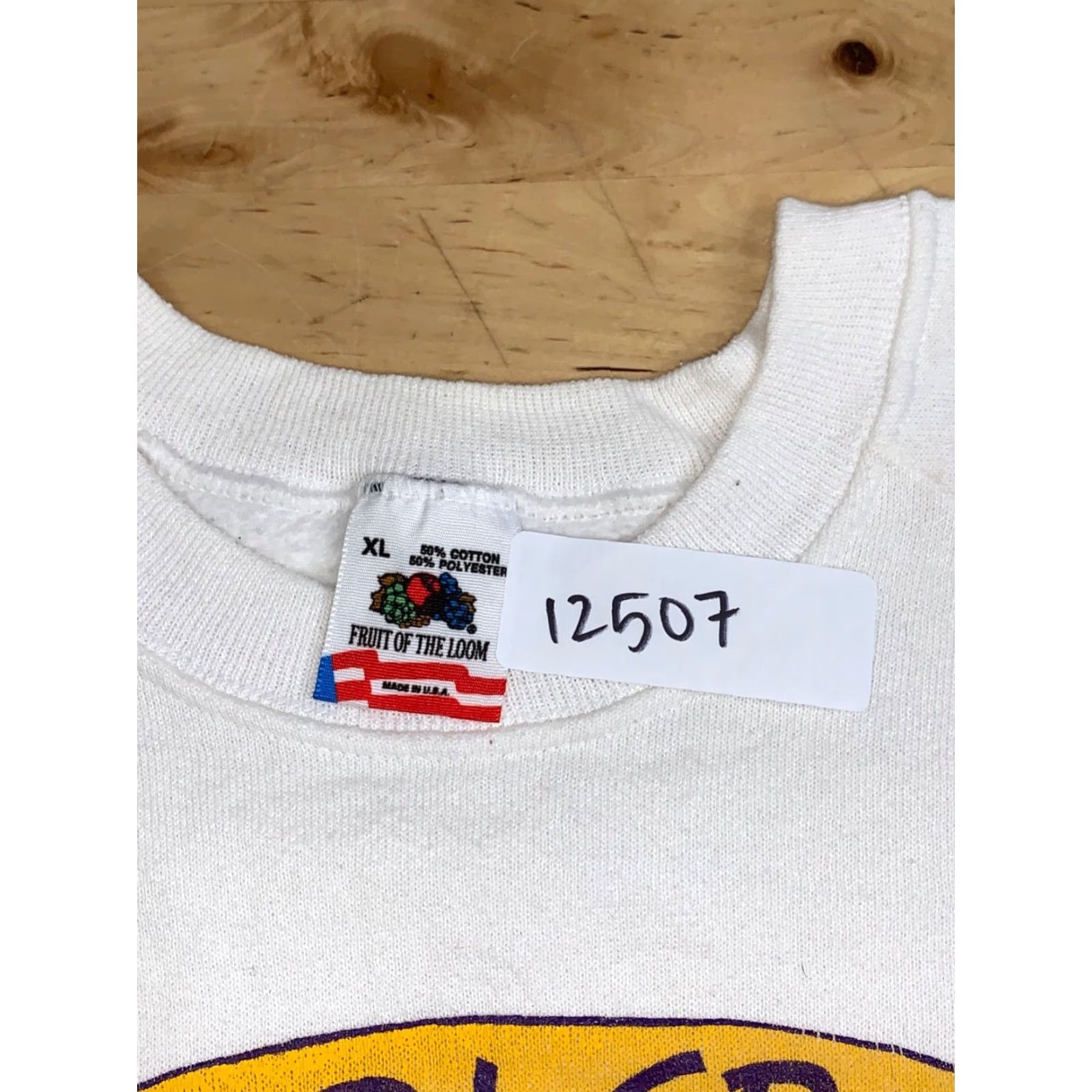 Fruit Of The Loom VINTAGE Fruit of the Loom Sweatshirt Mens XL White 80s Distress Bayou Mardi Gras Crew Neck Long Sleeve Pullover Graphic Print All Seasons 12507 Size US XL / EU 56 / 4 - 2 Thumbnail