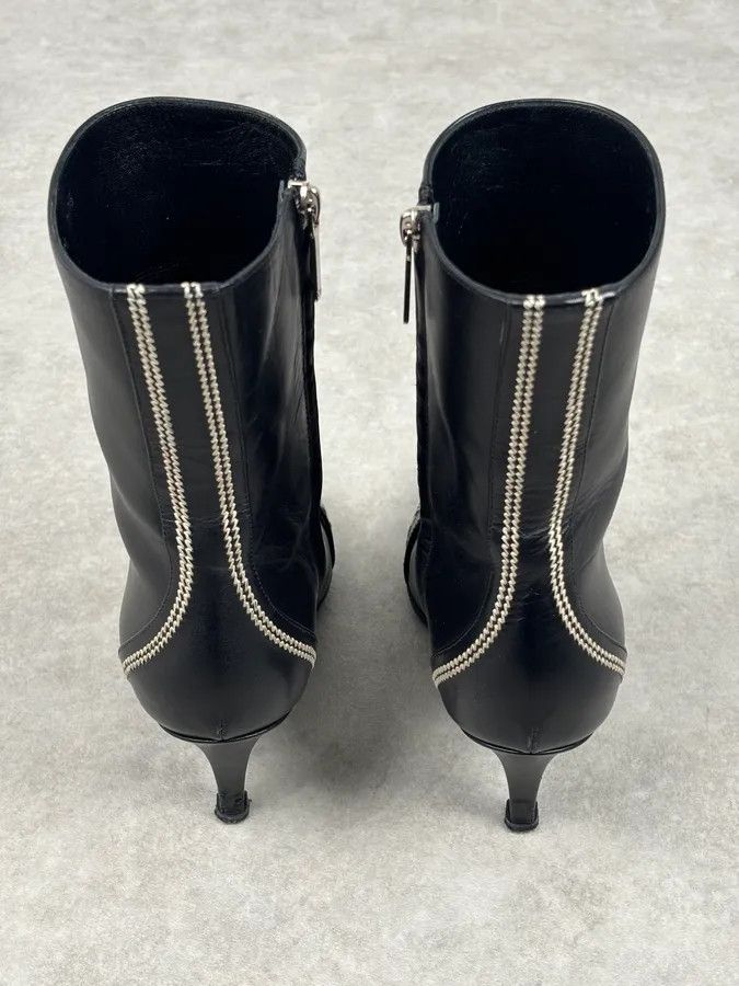 Dior FW2004 Dior Pointy D Black Leather Buckle Ankle Boots Heels by Galliano Size US 8.5 / IT 38.5 - 11 Thumbnail