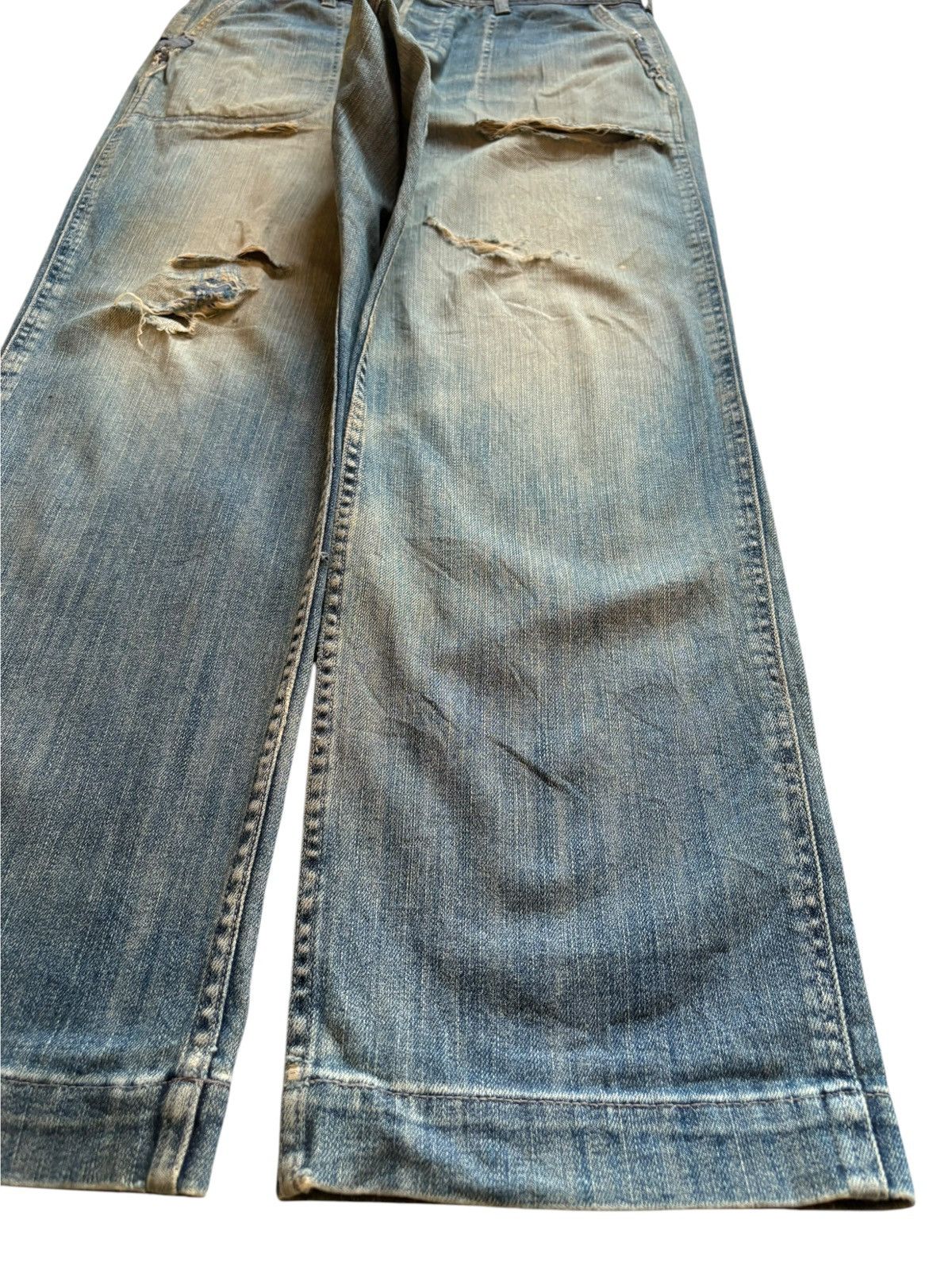 Stussy Vintage Stussy Rusty Mud Wash Rip Buckle Back Baggy Jean Size US 35 - 7 Thumbnail