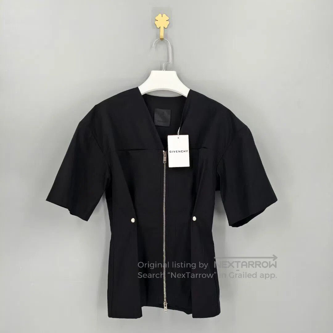 Givenchy Givenchy Women's Black Zip-Up Short Sleeve Shirt| Size XS / US 0-2 / IT 36-38 - 1 Thumbnail
