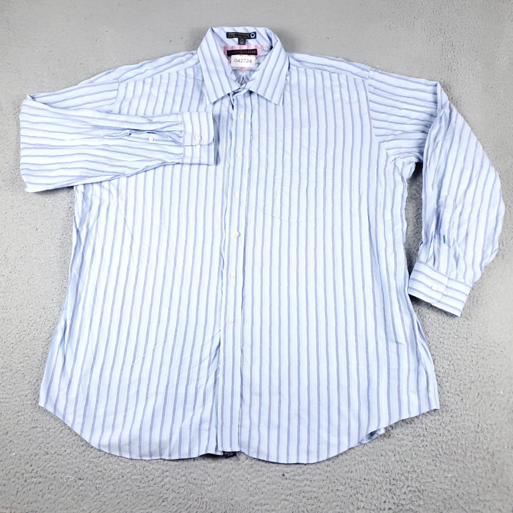 Tommy Hilfiger Tommy Hilfiger Casual Button-Up Shirt Mens 2XL Blue Striped Long Sleeve Preppy Size US XXL / EU 58 / 5 - 2 Thumbnail