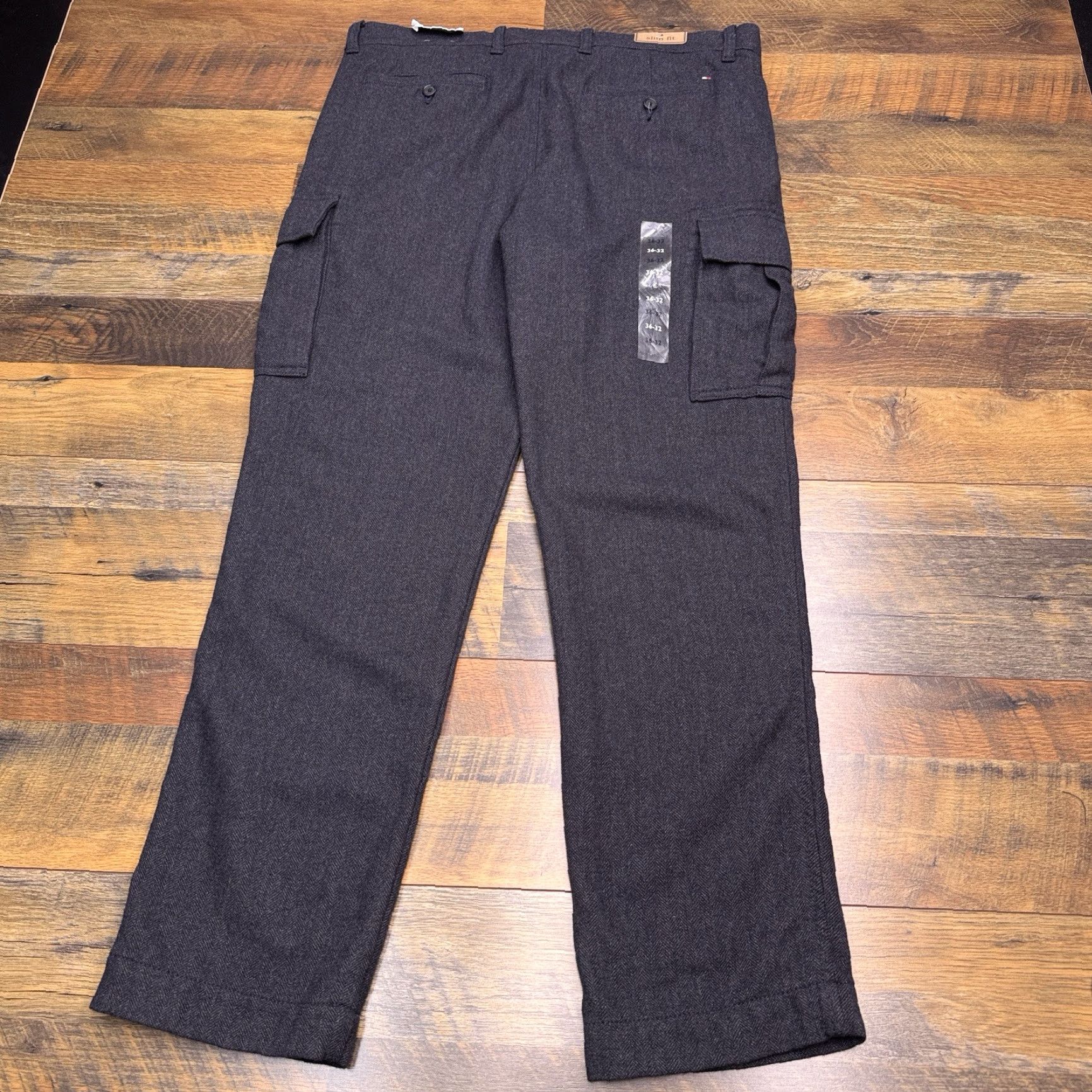 Tommy Hilfiger Tommy Hilfiger Slim Fit Cargo Pants Mens 36x32 Gray Herringbone Wool Blend New Size US 36 / EU 52 - 3 Thumbnail