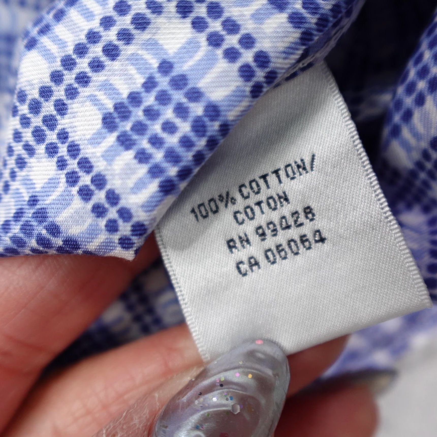 BUGATCHI Bugatchi Uomo Shirt Mens Large Blue Geometric Plaid Button-Up Long Sleeve Cotton Size US L / EU 52-54 / 3 - 4 Thumbnail