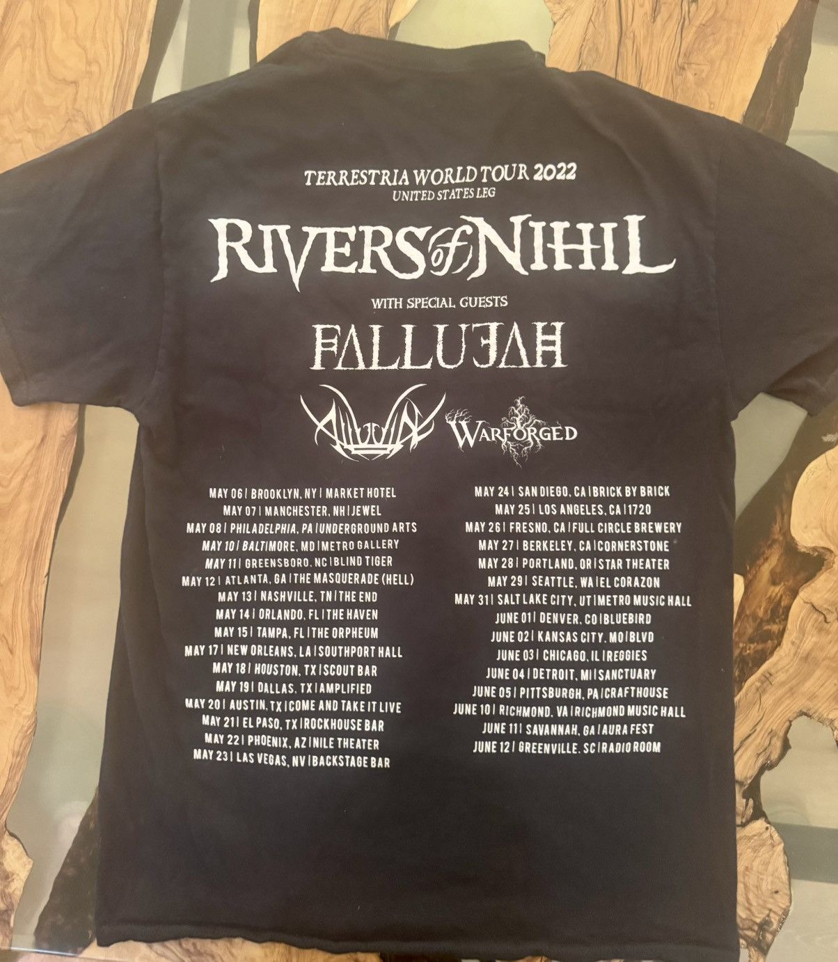 Band Tees × Slayer Rivers of Nihil 2022 Terrestria World Tour USA Leg Tee MED Size US M / EU 48-50 / 2 - 2 Thumbnail