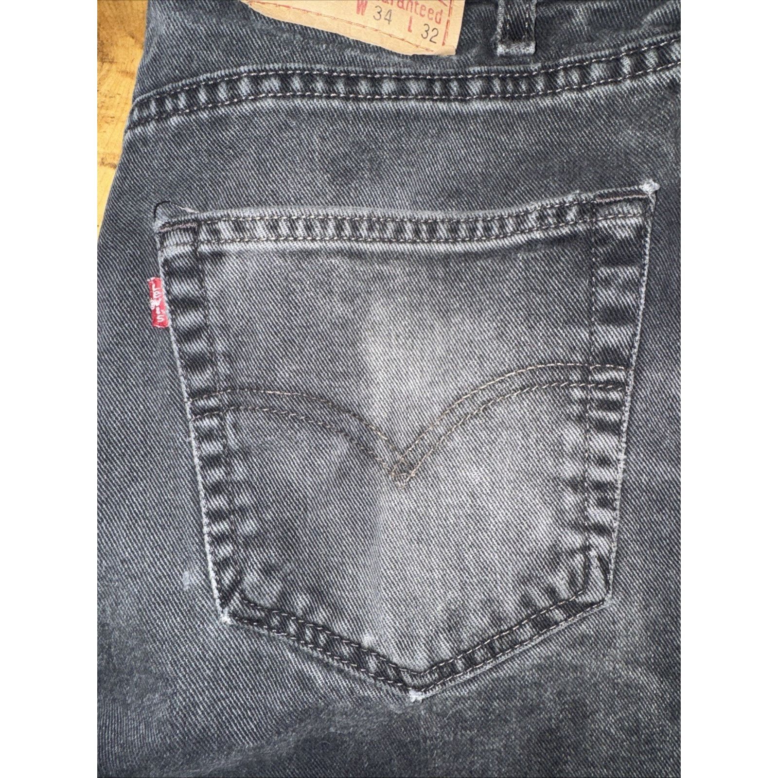 Levi's × Vintage Vintage Levi’s 505 Black Jeans 32x28 Y2K Distressed Faded Size US 32 / EU 48 - 4 Thumbnail