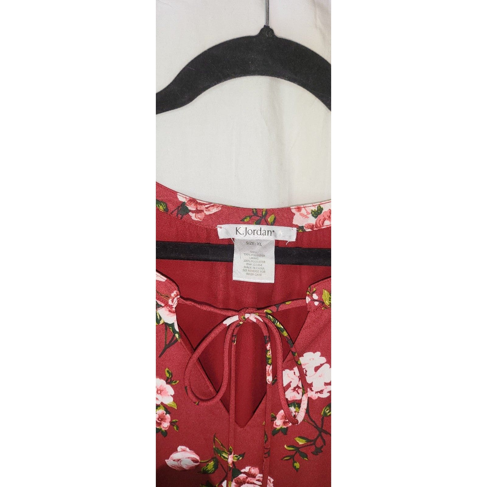 Other Ruffle Cold Shoulder Burgundy Floral 3/4 Sleeve Blouse XL Size XL / US 12-14 / IT 48-50 - 4 Thumbnail