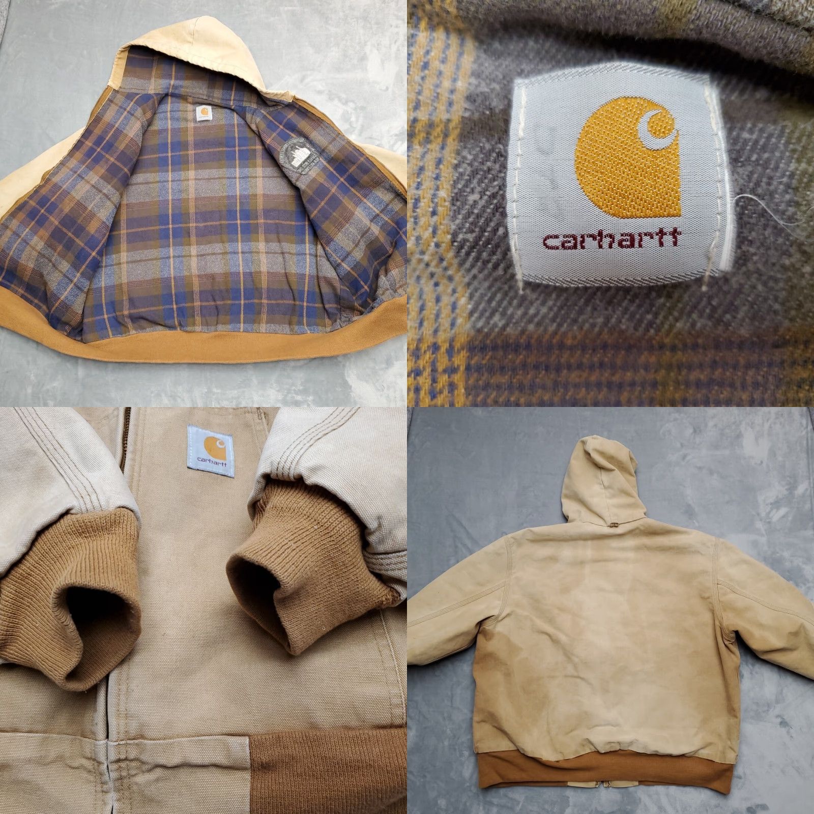 Carhartt VINTAGE Carhartt Jacket Mens 2XL Canvas Active Hooded Lined Sun Faded 90s Work Brown Accents Logo Pockets Zip Casual Womens Mens Size US XXL / EU 58 / 5 - 8 Thumbnail
