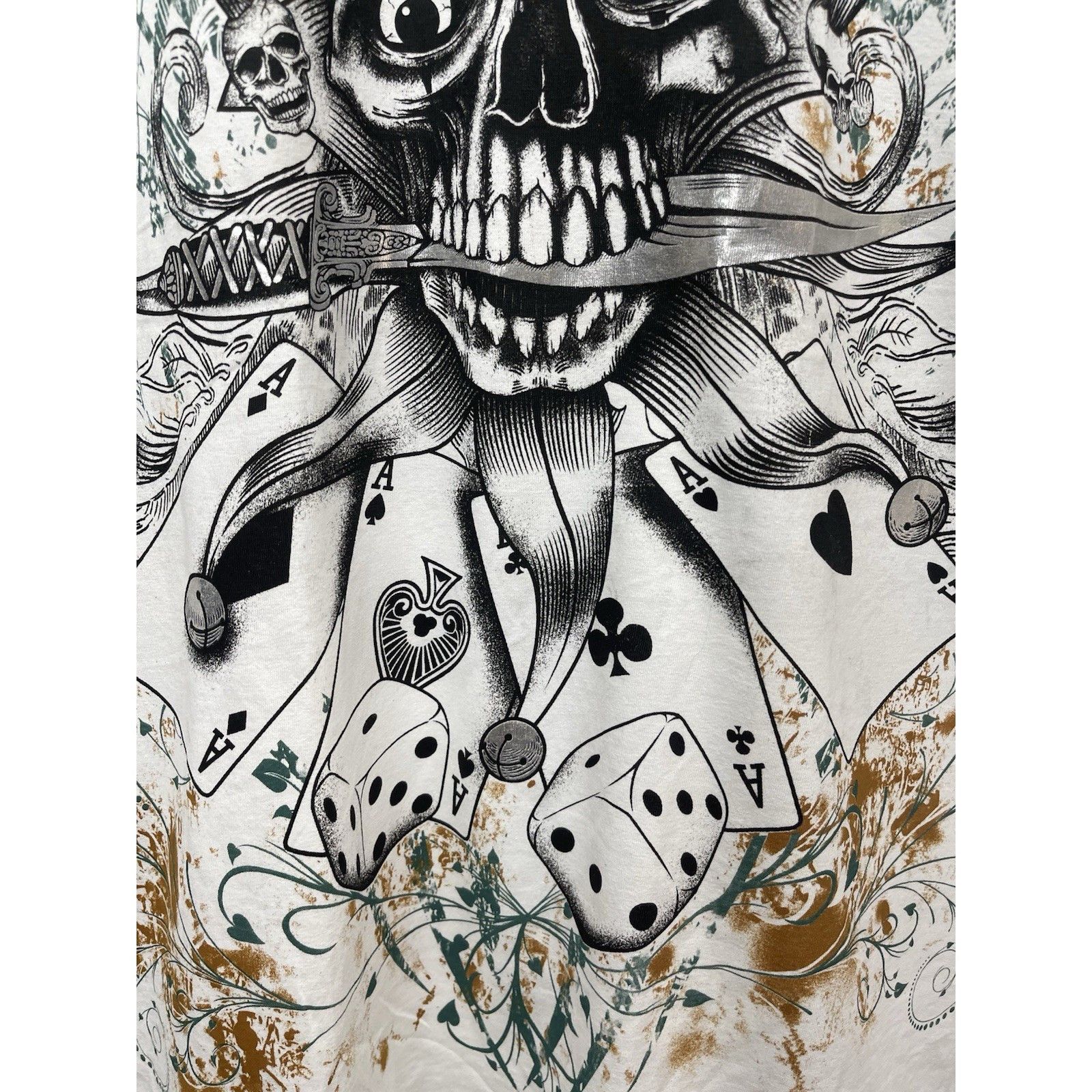 Fruit Of The Loom Vintage Y2K Joker Skull Gambling AOP Grunge T-Shirt Adult Si Size US XL / EU 56 / 4 - 3 Thumbnail