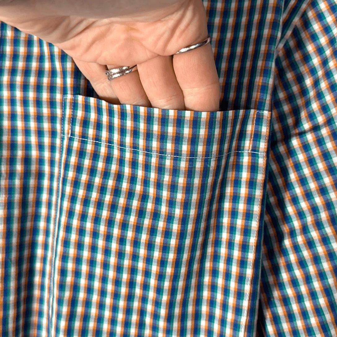 Johnston & Murphy Johnston & Murphy Button-Down Shirt XL Men Plaid Blue Orange Gingham Tailored Fit Multicolor Sleeve Long Sleeve Pattern Size US XL / EU 56 / 4 - 3 Thumbnail