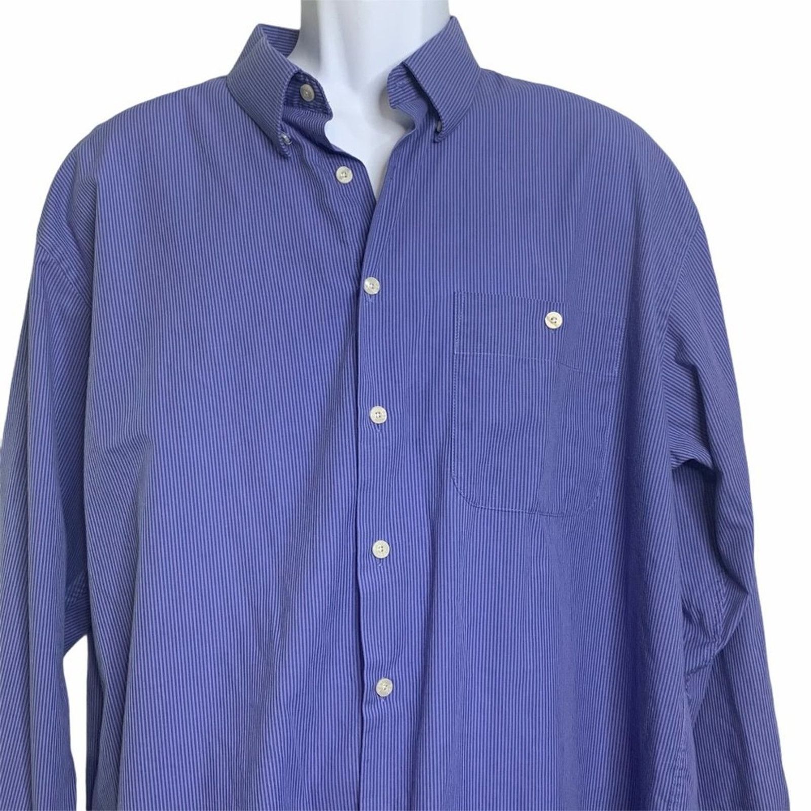 Yves Saint Laurent Yves Saint Laurent Pin Stripe Blue Navy Shirt XL 17 32 33 Size US XL / EU 56 / 4 - 4 Thumbnail