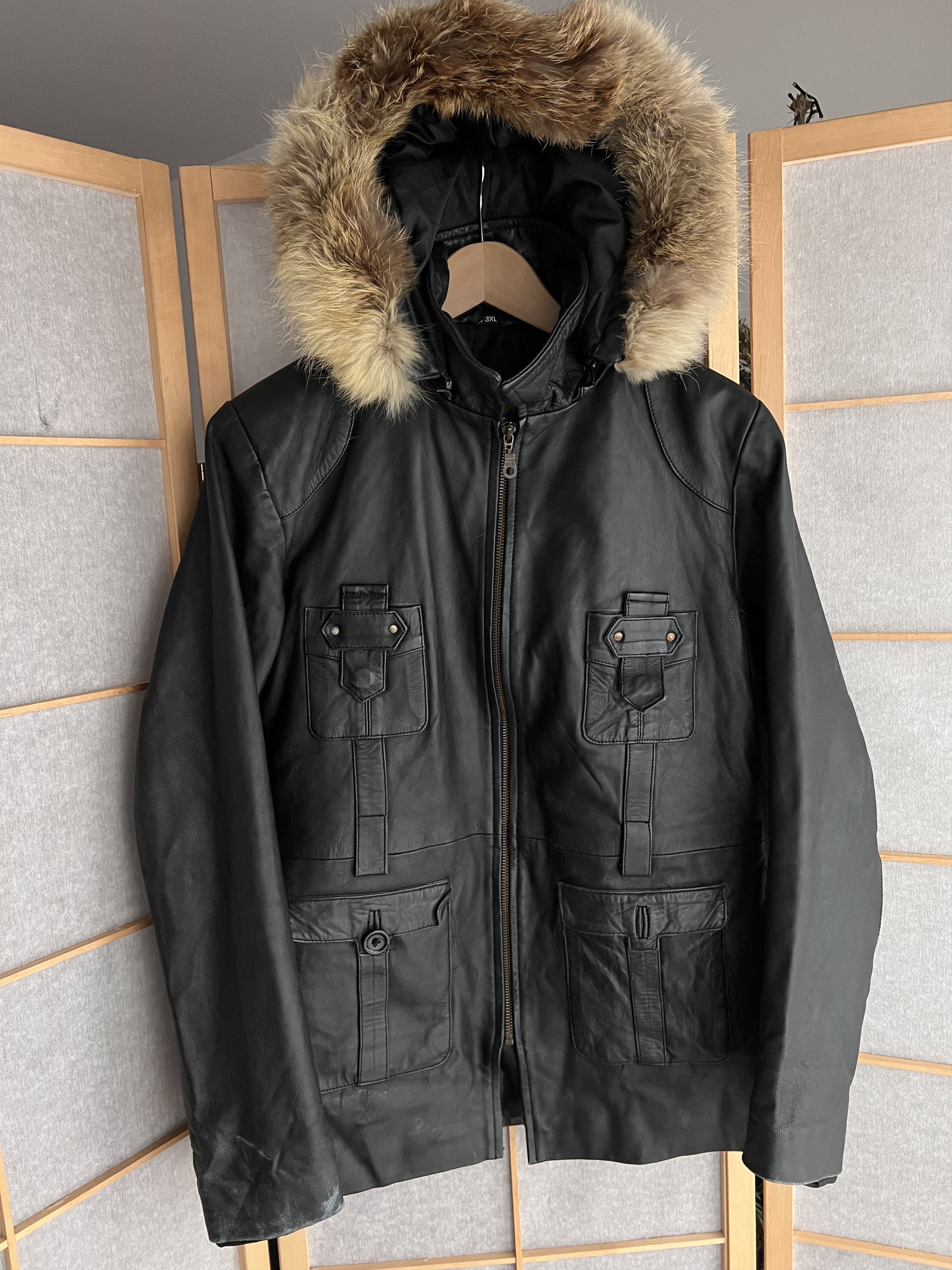 If Six Was Nine Avant garde VTG 00s real leather fur hood jacket y2k hype Size M / US 6-8 / IT 42-44 - 1 Thumbnail