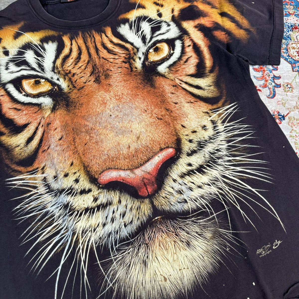 Band Tees × Vintage Rare vintage distressed Rock cheng tiger aop Size US L / EU 52-54 / 3 - 2 Thumbnail