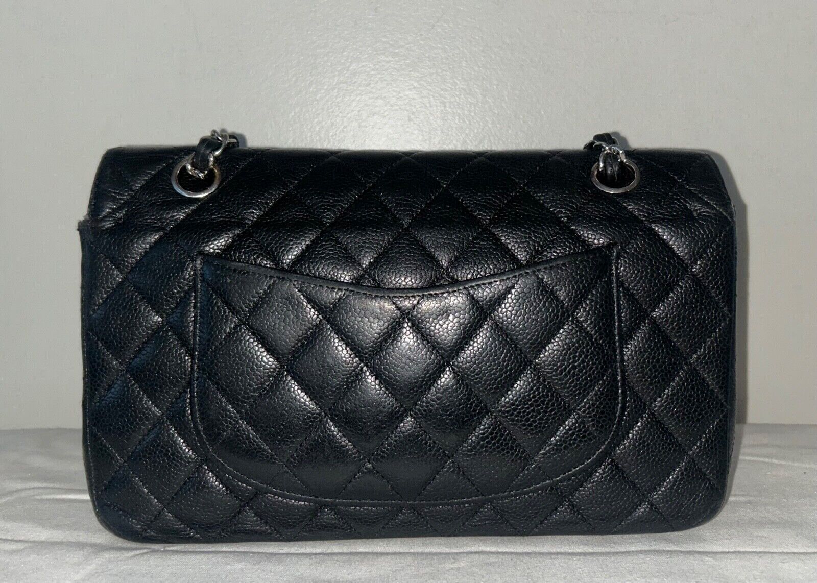 Chanel CHANEL Medium Double Flap Quilted Caviar Leather Bag Black Size ONE SIZE - 9 Thumbnail