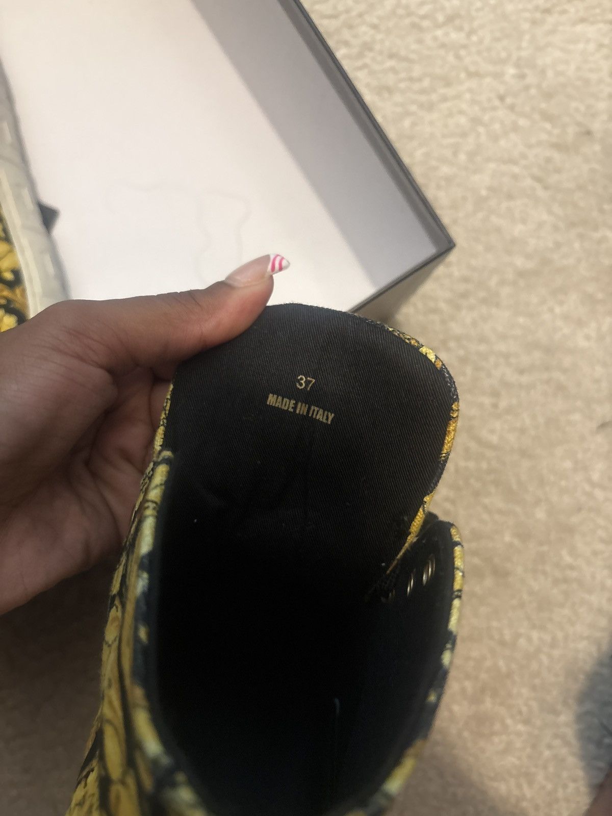 Versace Hightop black , gold , and yellow shoes Size US 7 / IT 37 - 8 Thumbnail