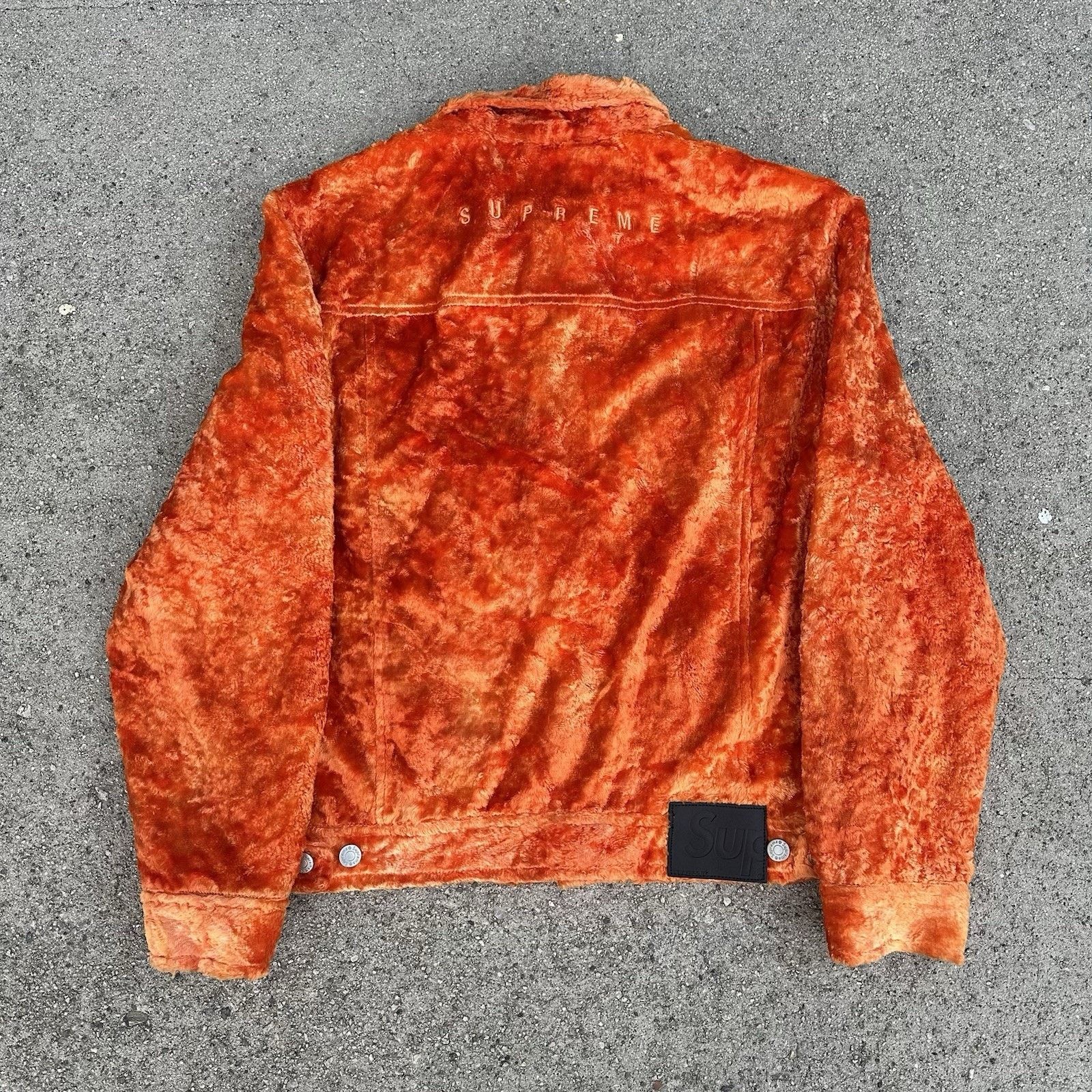 Hypebeast × Supreme Supreme NYC Fuzzy Pile Orange Trucker Jacket Sz M SS19 Size US M / EU 48-50 / 2 - 4 Thumbnail