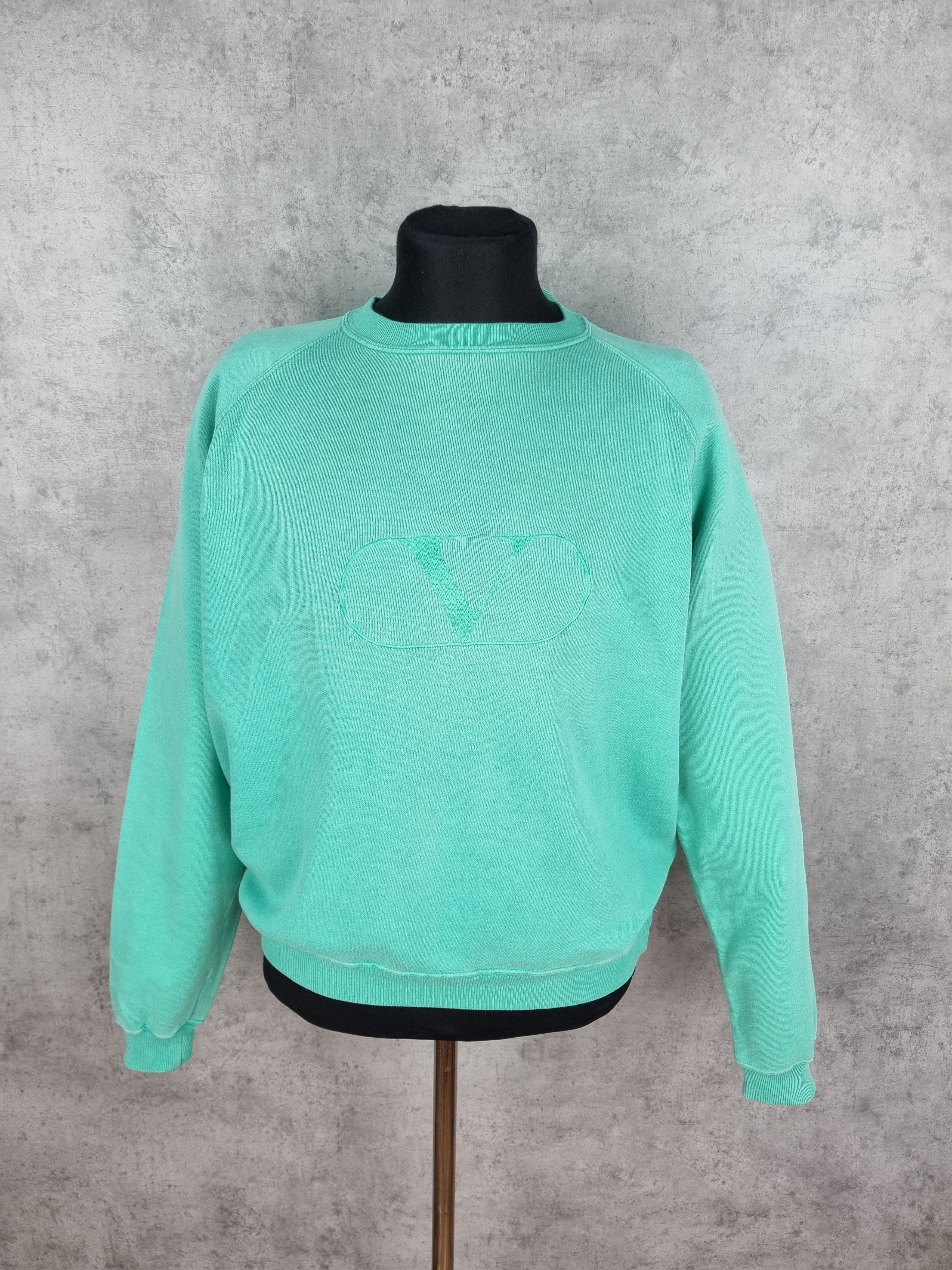 Valentino × Vintage 90s Valentino Big Logo Oversized Mint Sweatshirt Size US M / EU 48-50 / 2 - 5 Thumbnail