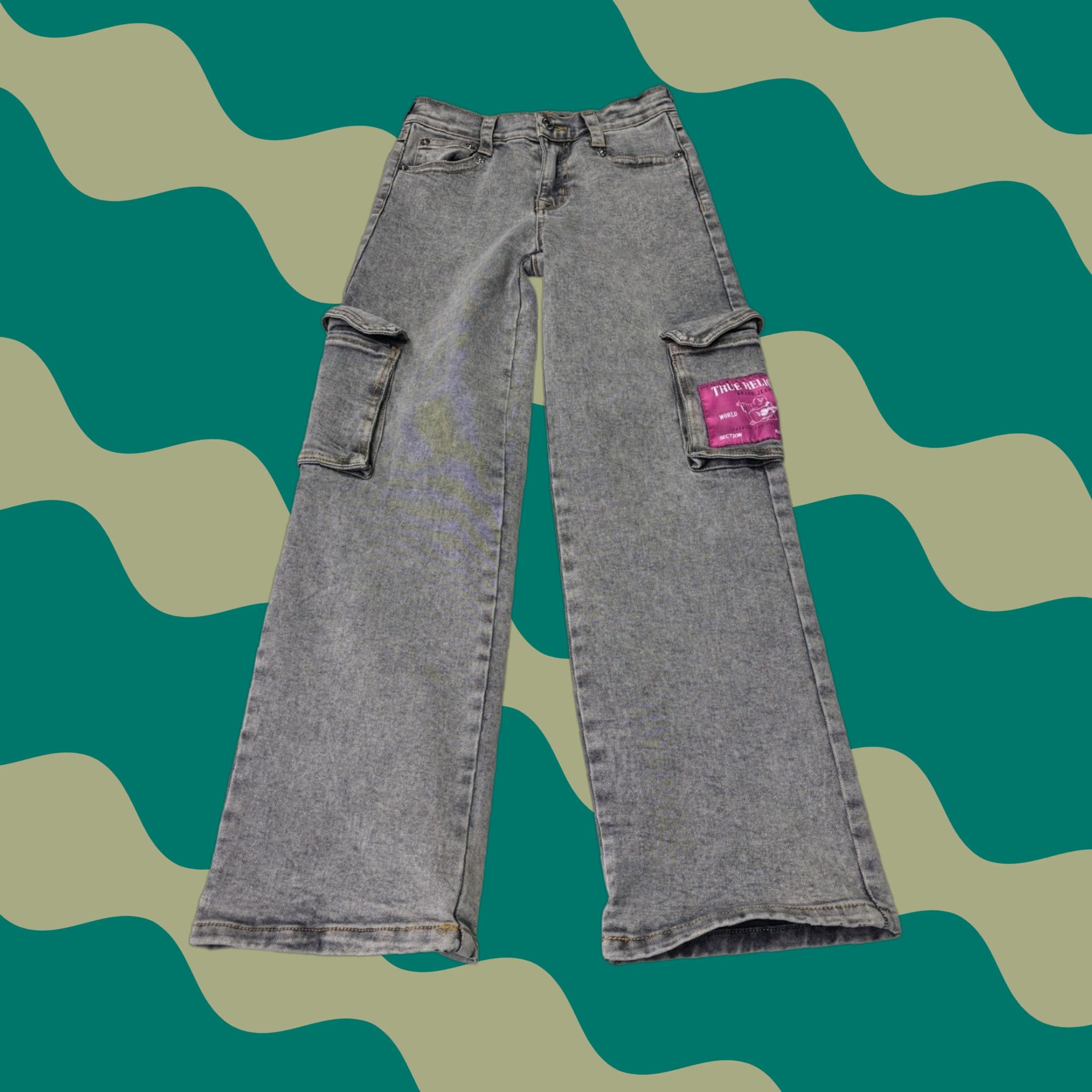 True Religion True Religion Leila Gray Acid Wash Wide Leg Cargo Jeans 26 26.5 in Women VINTAGE? No Size 26" / US 2 / IT 38 - 1 Thumbnail