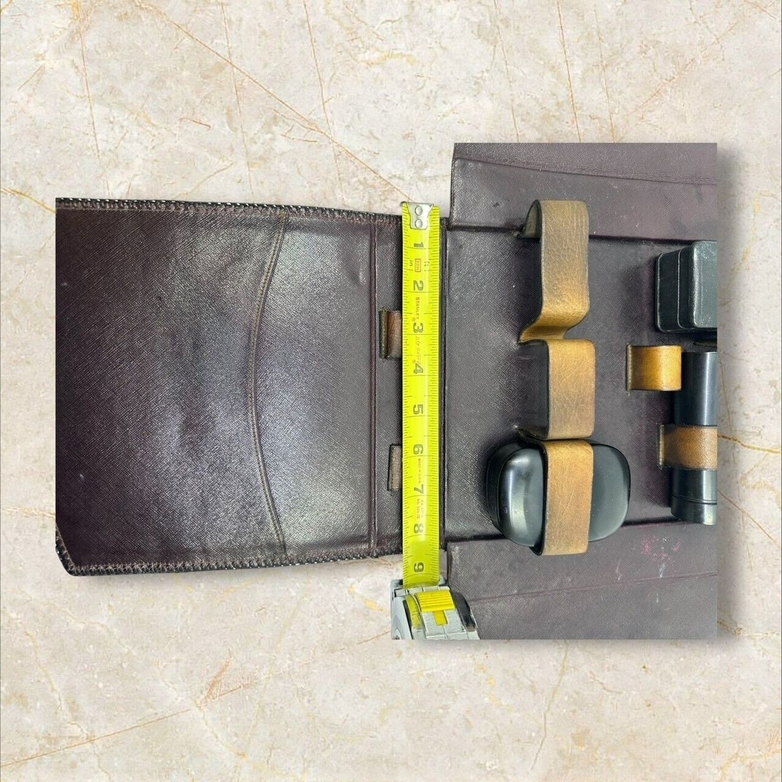 Other Vintage Mens Travel Vanity Toiletry Brown Leather Kit Case Size ONE SIZE - 21 Thumbnail