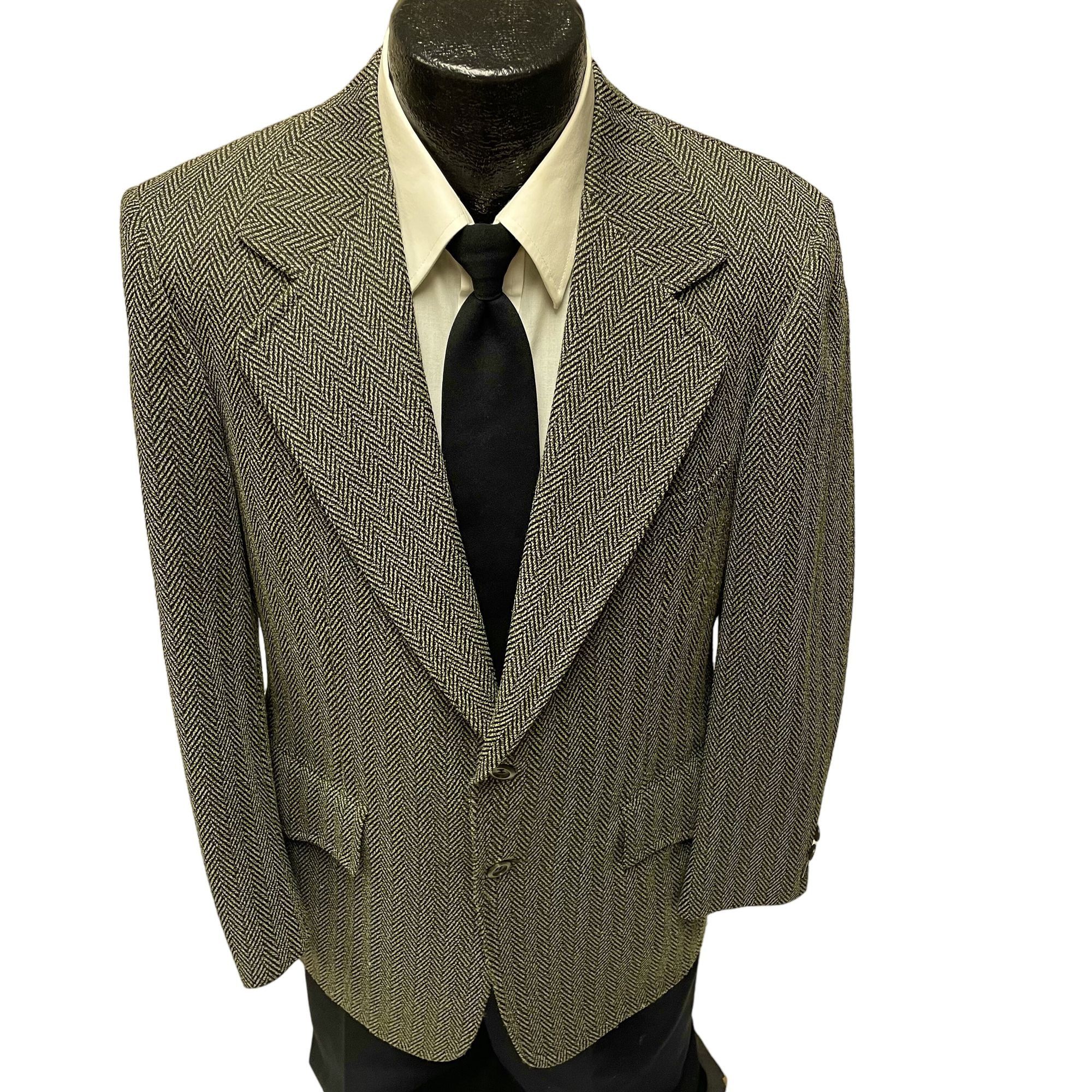 Other Vtg Battelsteins MOD Sport Coat GREEN HERRINGBONE Jacket Size 38R - 1 Thumbnail