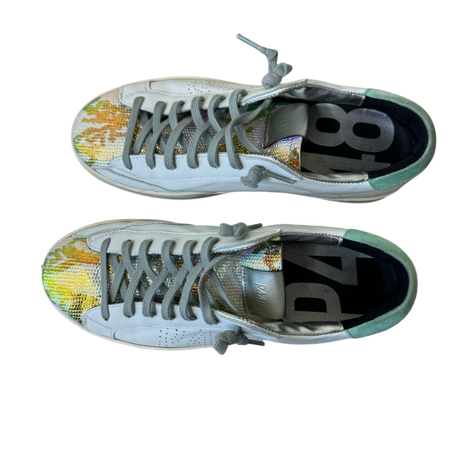 P448 P448 John Low Top Metallic Snakeskin Sneaker Size 39 White Size US 9 / IT 39 - 6 Thumbnail