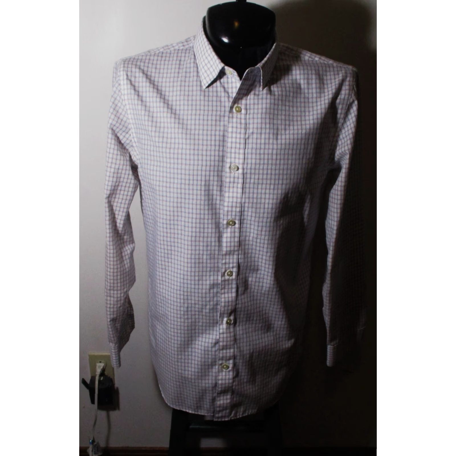 Banana Republic BANANA REPUBLIC White Blue/Pink "Slim Fit" Shirt Men's L Casual Button-Up Long Sleeve - Banana Republic Men Shirt Slim Fit L White Blue/Pink Size US L / EU 52-54 / 3 - 2 Thumbnail