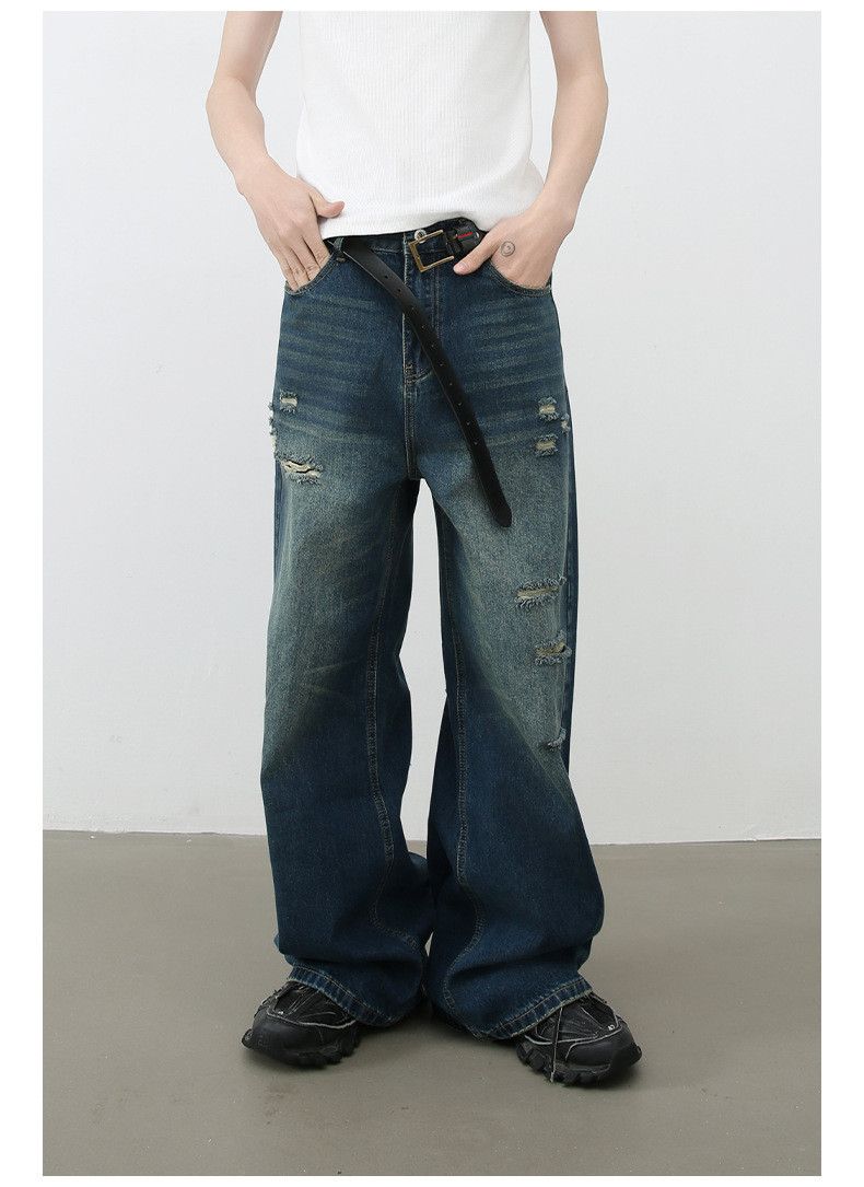Japanese Brand × Vintage Men's loose straight retro all-match wide-leg ripped jeans Size US 32 / EU 48 - 3 Thumbnail