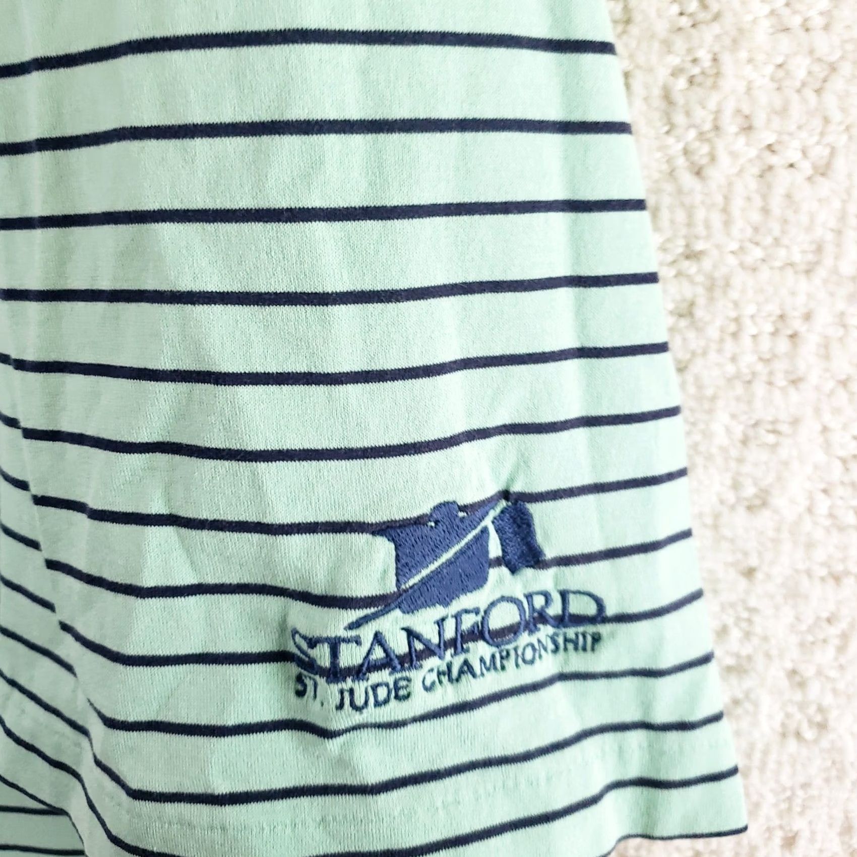 Polo Ralph Lauren Polo Ralph Lauren Green Striped XL Short Sleeve Cotton Golf Shirt St. Jude Men Size US XL / EU 56 / 4 - 7 Thumbnail