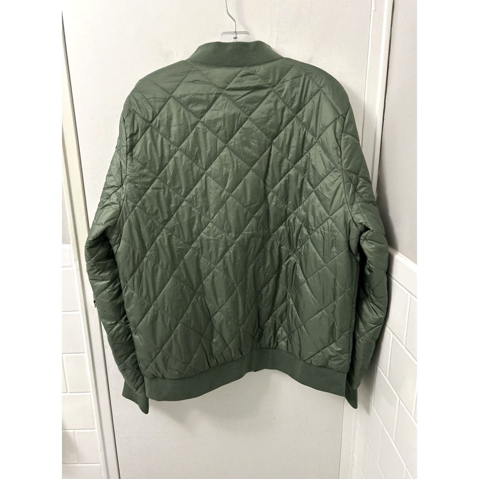 Springfield MGM Springfield Bomber Jacket Mens L Green Full Zip Nylon Puffer L/S Quilted Logo Embroidered Zipper Short Jacket Size US L / EU 52-54 / 3 - 6 Thumbnail